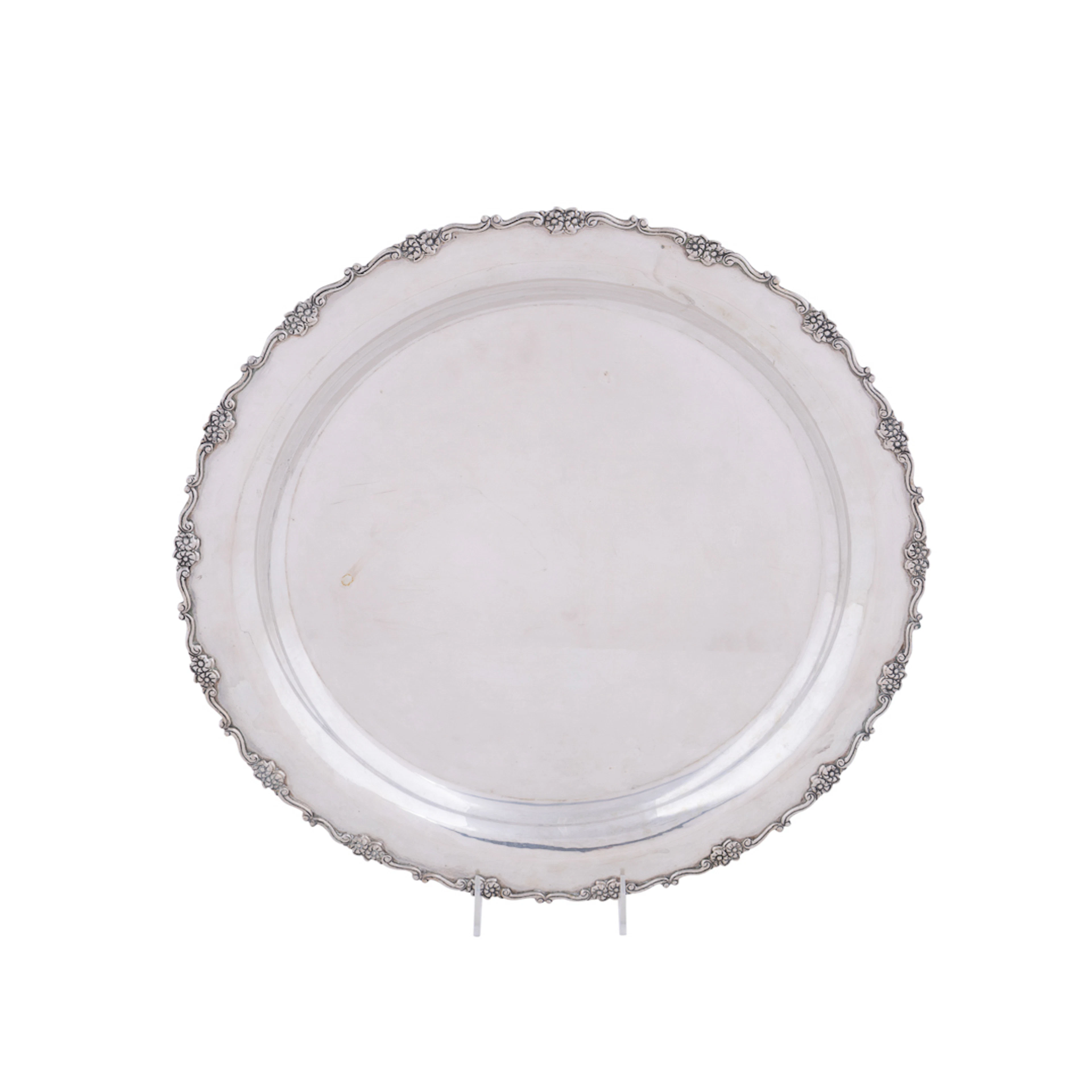 Large Coin Silver Circular Platter, 20th Century, Continental
