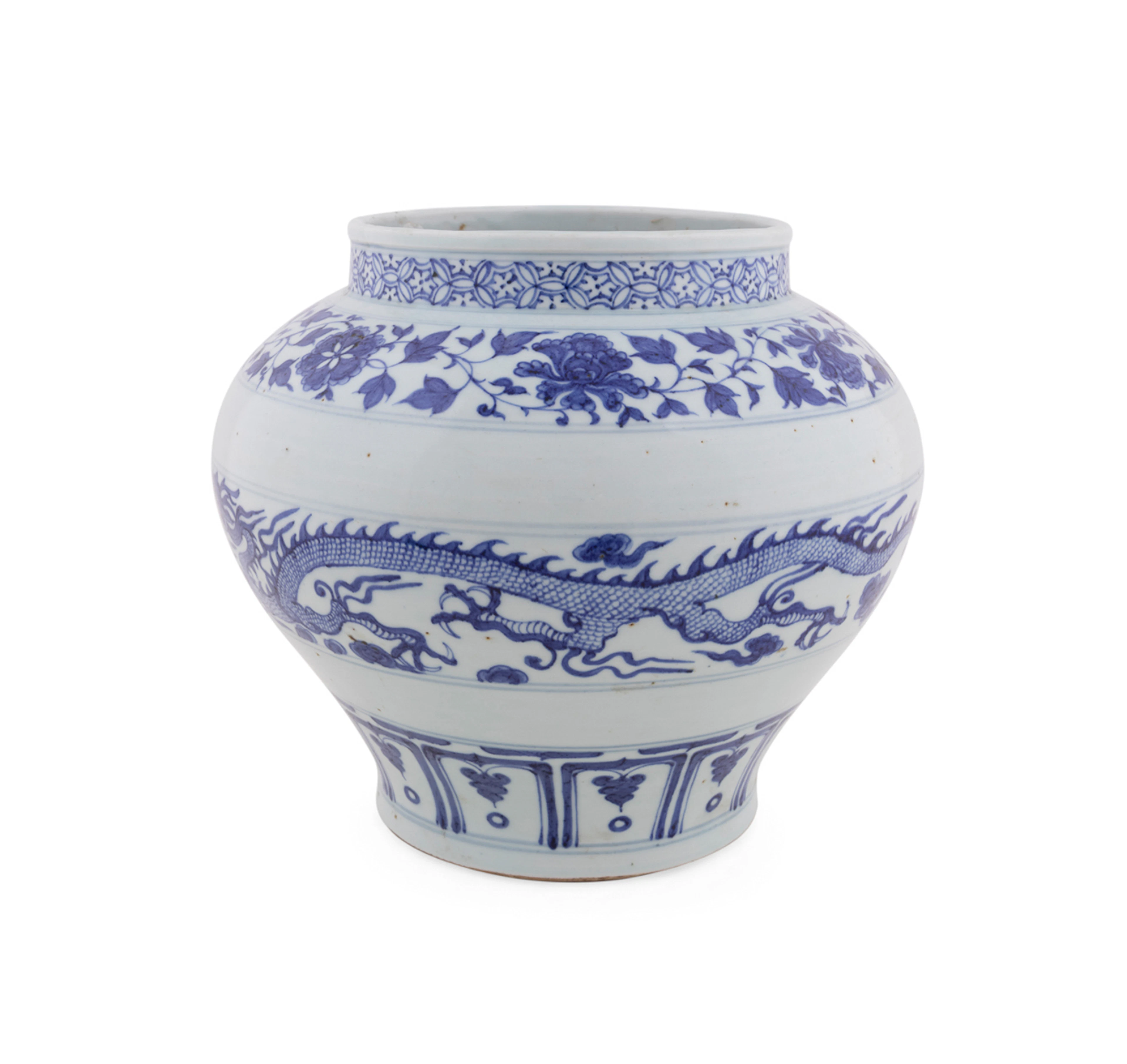 Yuan Dynasty Blue & White Dragon Motif Vessel