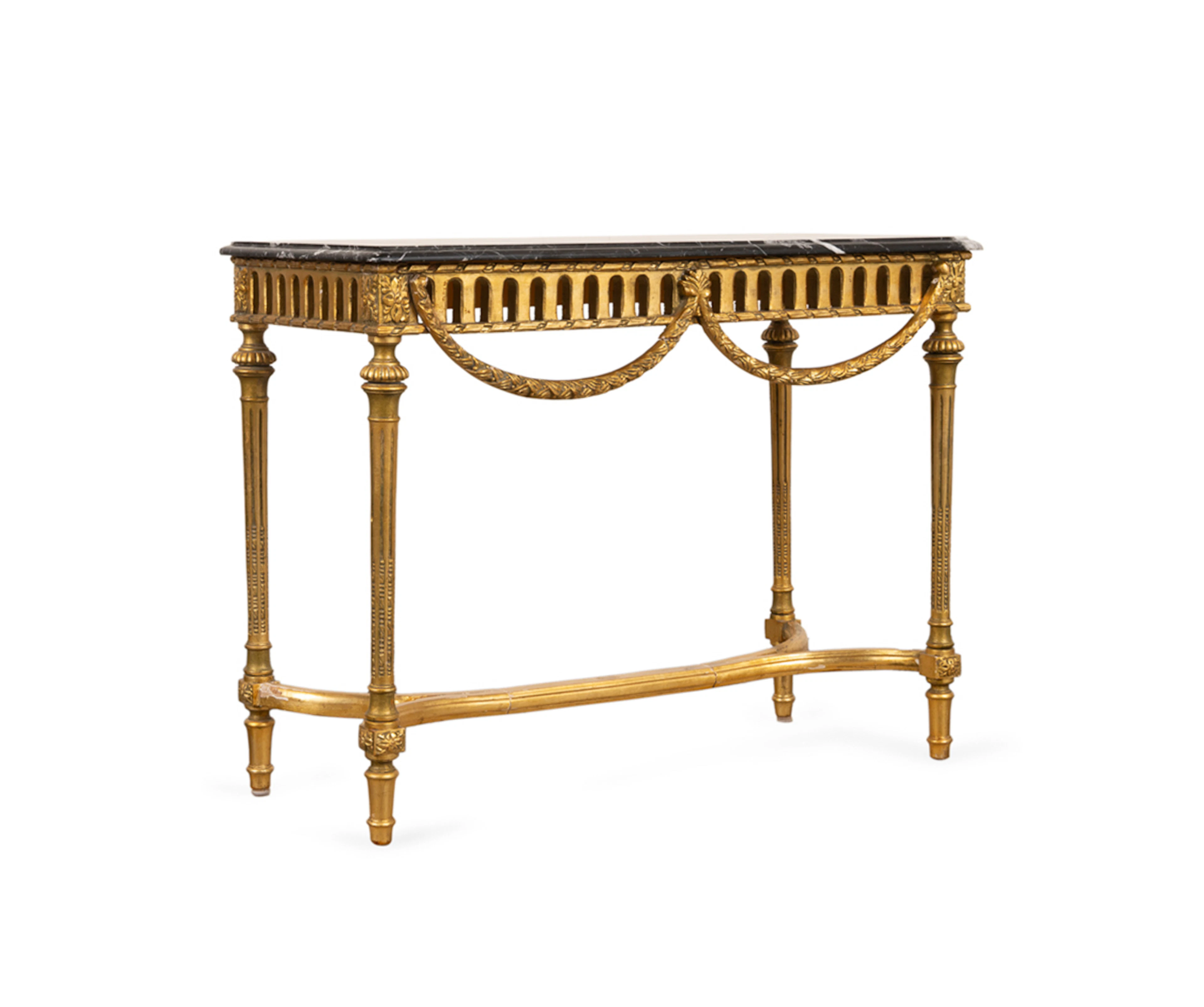 Neoclassical Style Marble Top Gilt Console