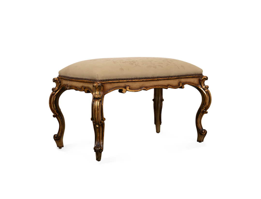 Rococo Style Gilt Wood Upholstered Window Bench