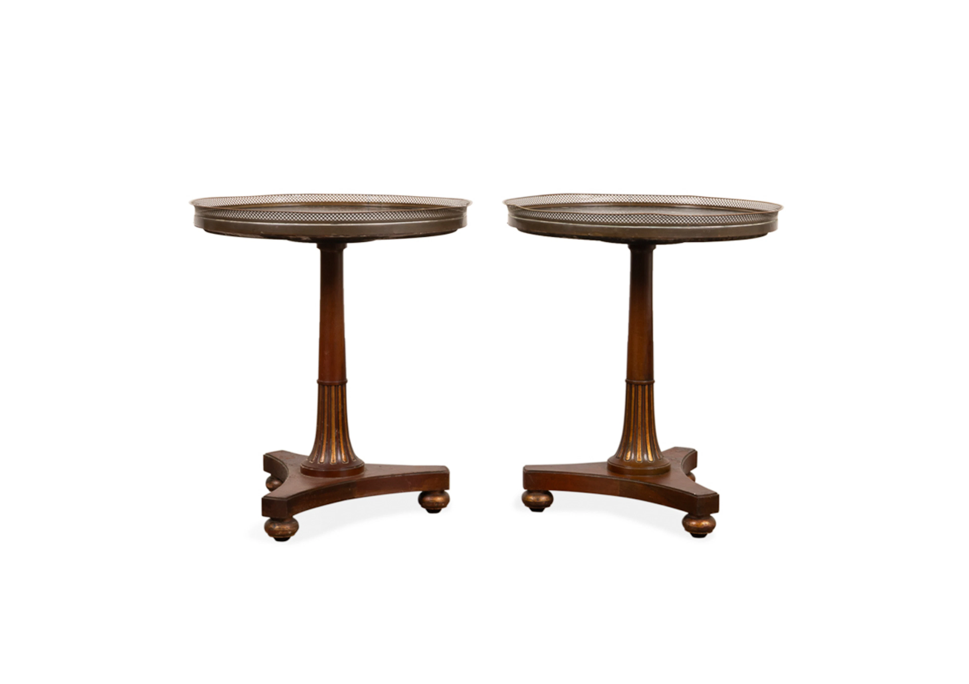 Pair of Empire Style Mahogany Bouillotte Tables