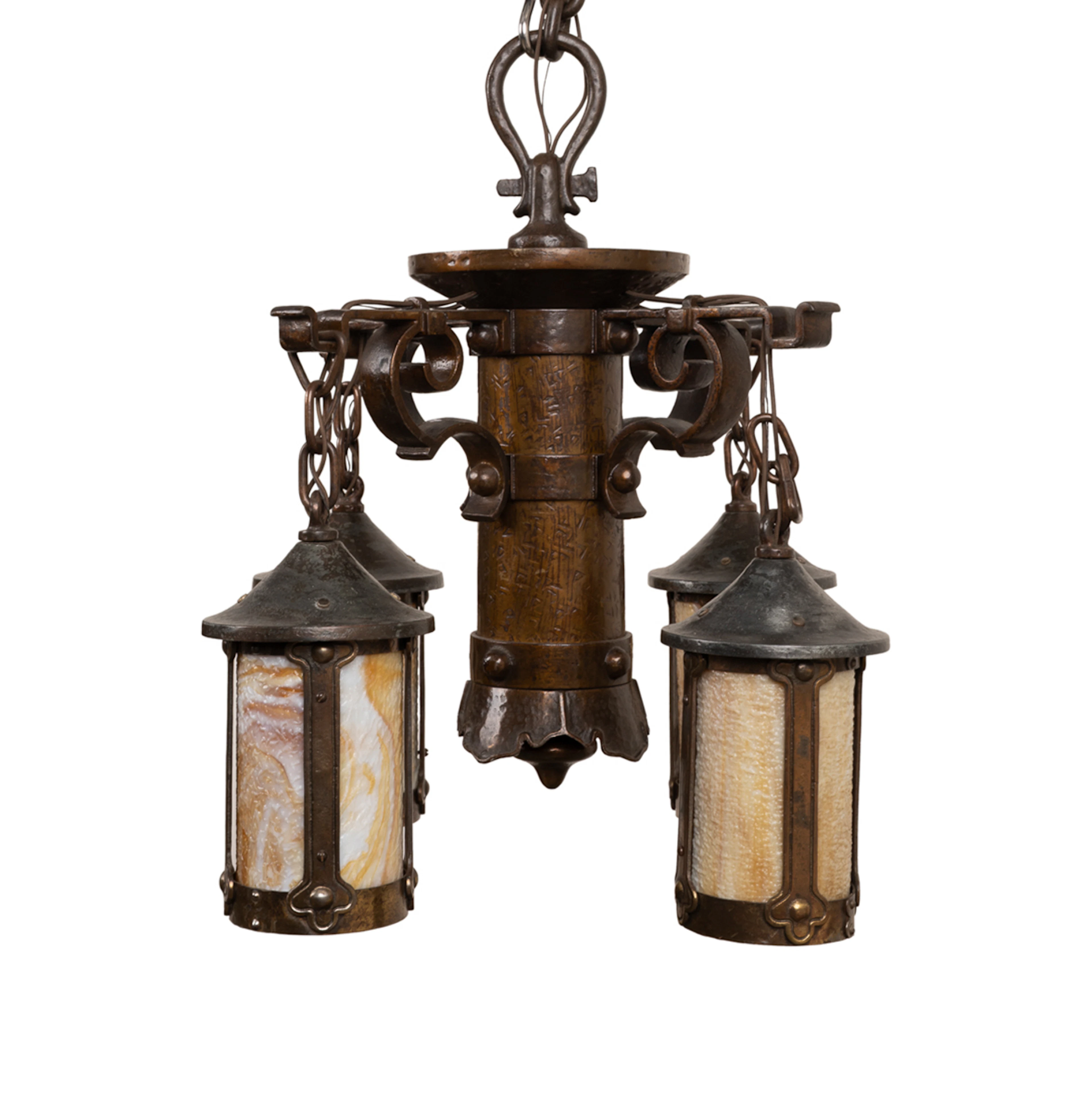 Arts & Crafts Style Iron & Copper Lantern