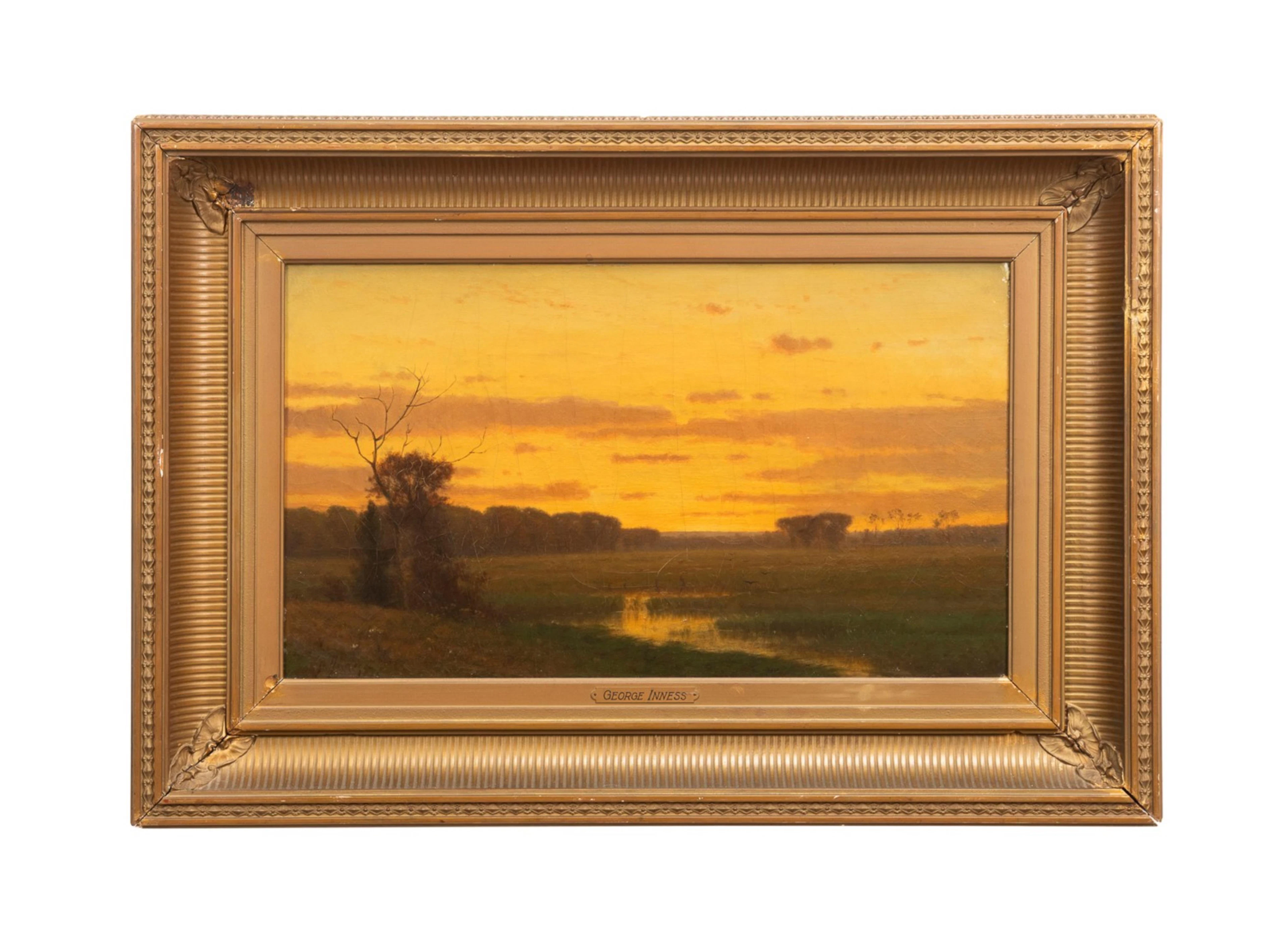 George Inness (Manner), Untitled (Tonalist Sunset Landscape), circa
