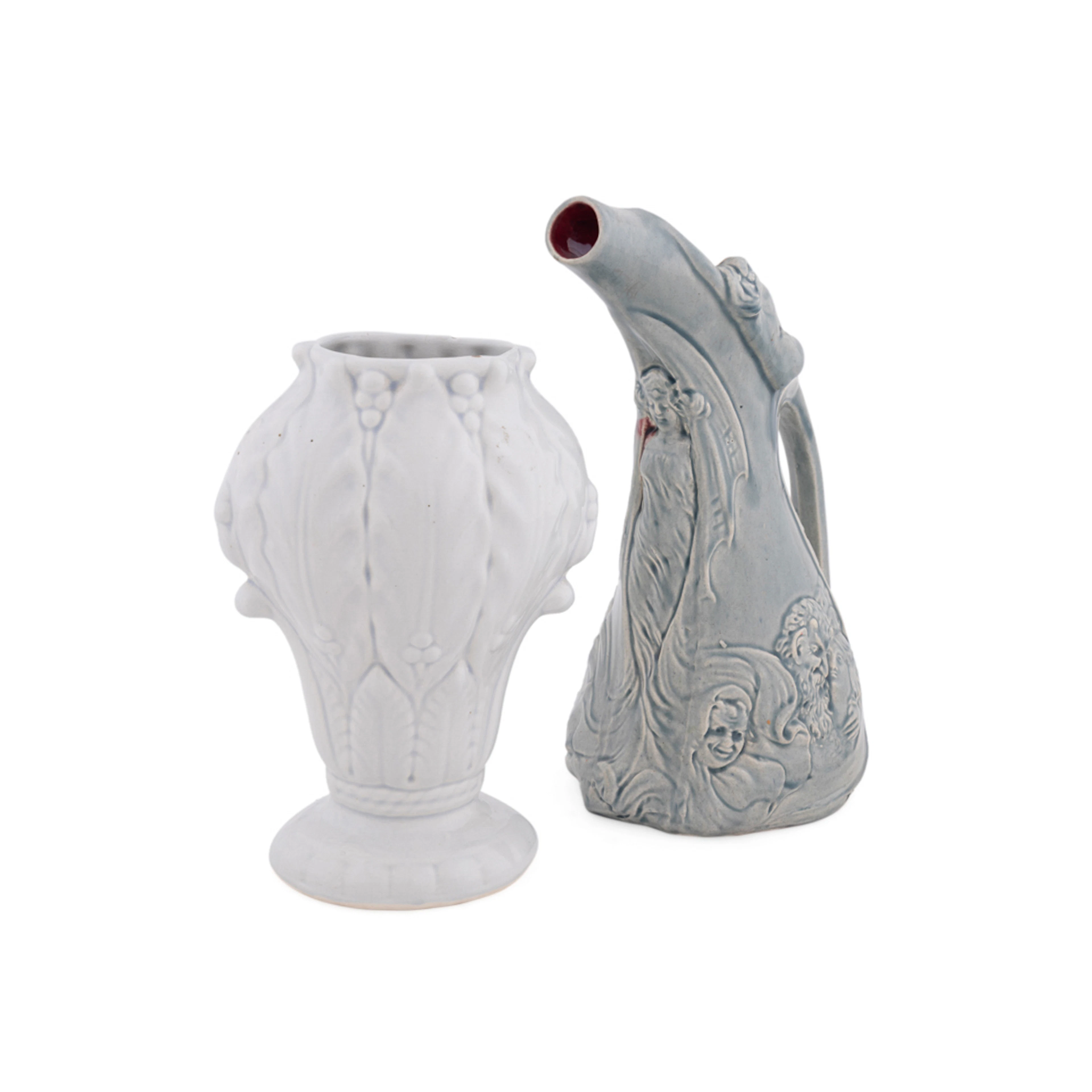 Figural Hotelware Pitcher And An Art Deco Vase