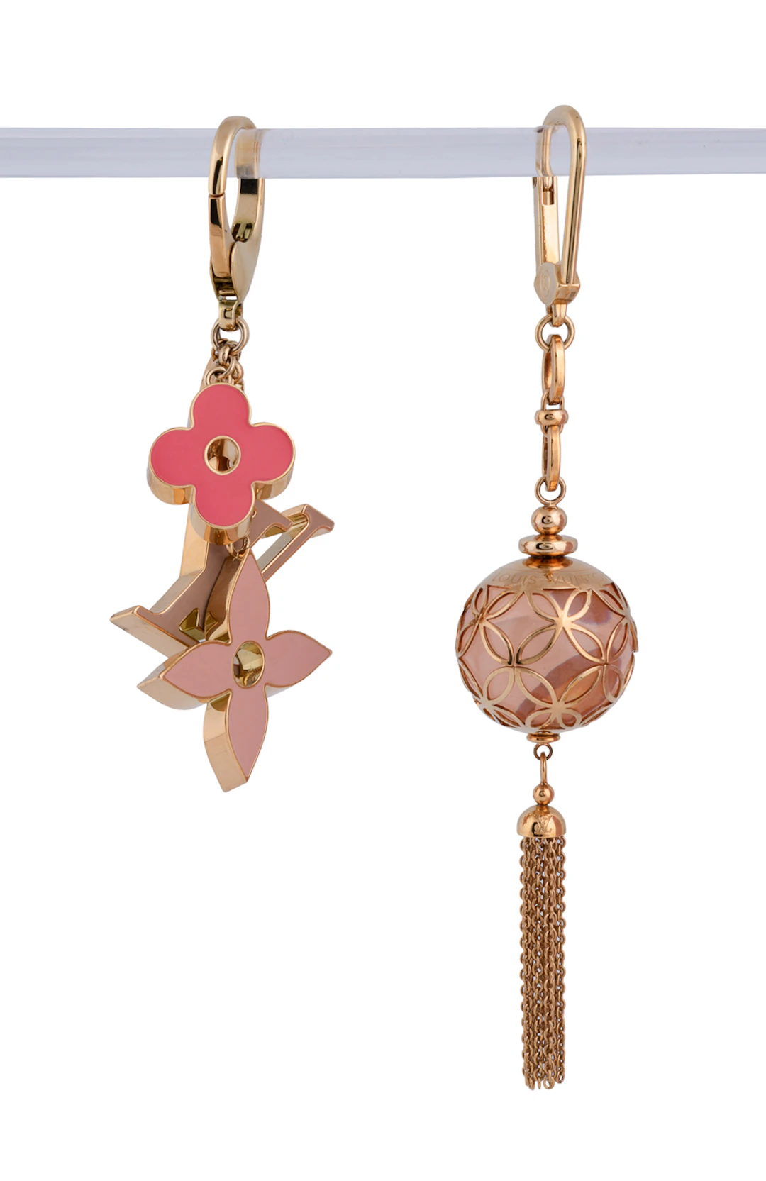 Two Louis Vuitton Bag Charms Gold Toned