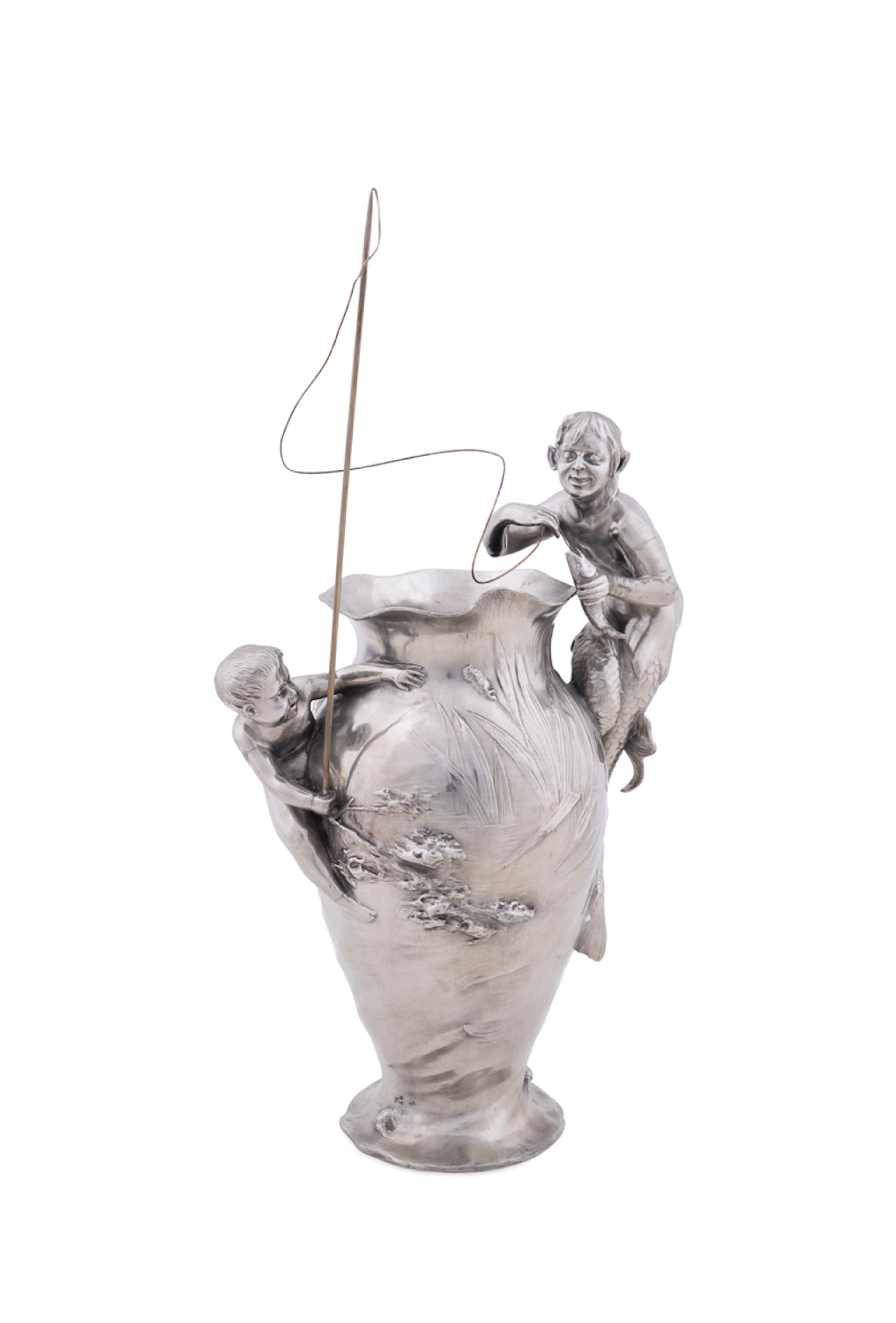 WMF Art Nouveau Britannia Metal Merman Vase