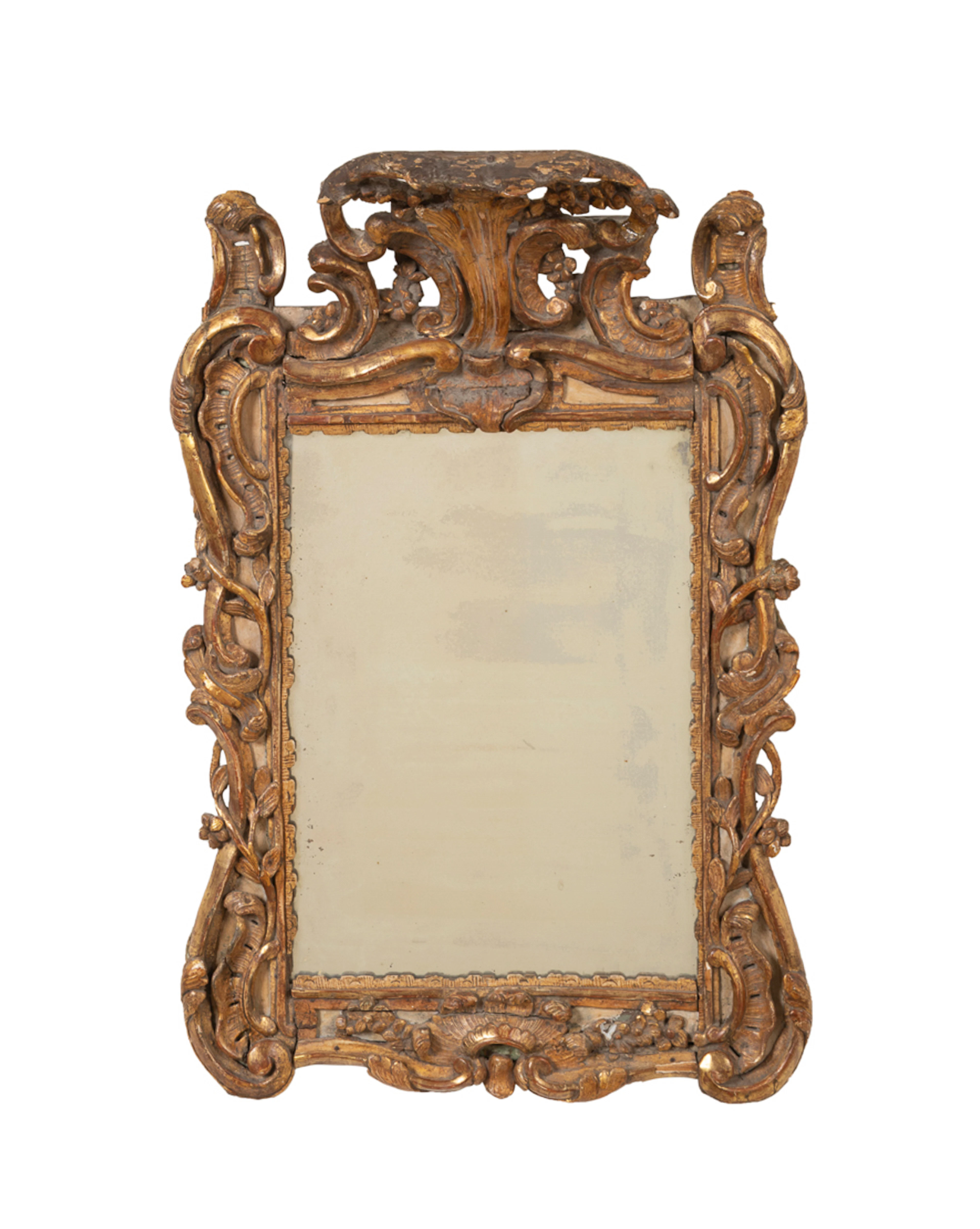 18th C. Continental Rococo Giltwood Mirror