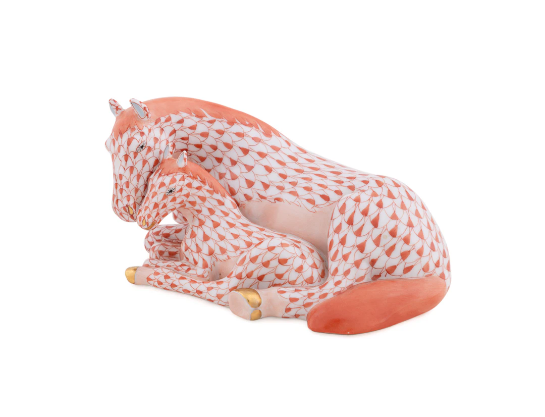 Herend "Mare and Foal" Porcelain Figure, 1997