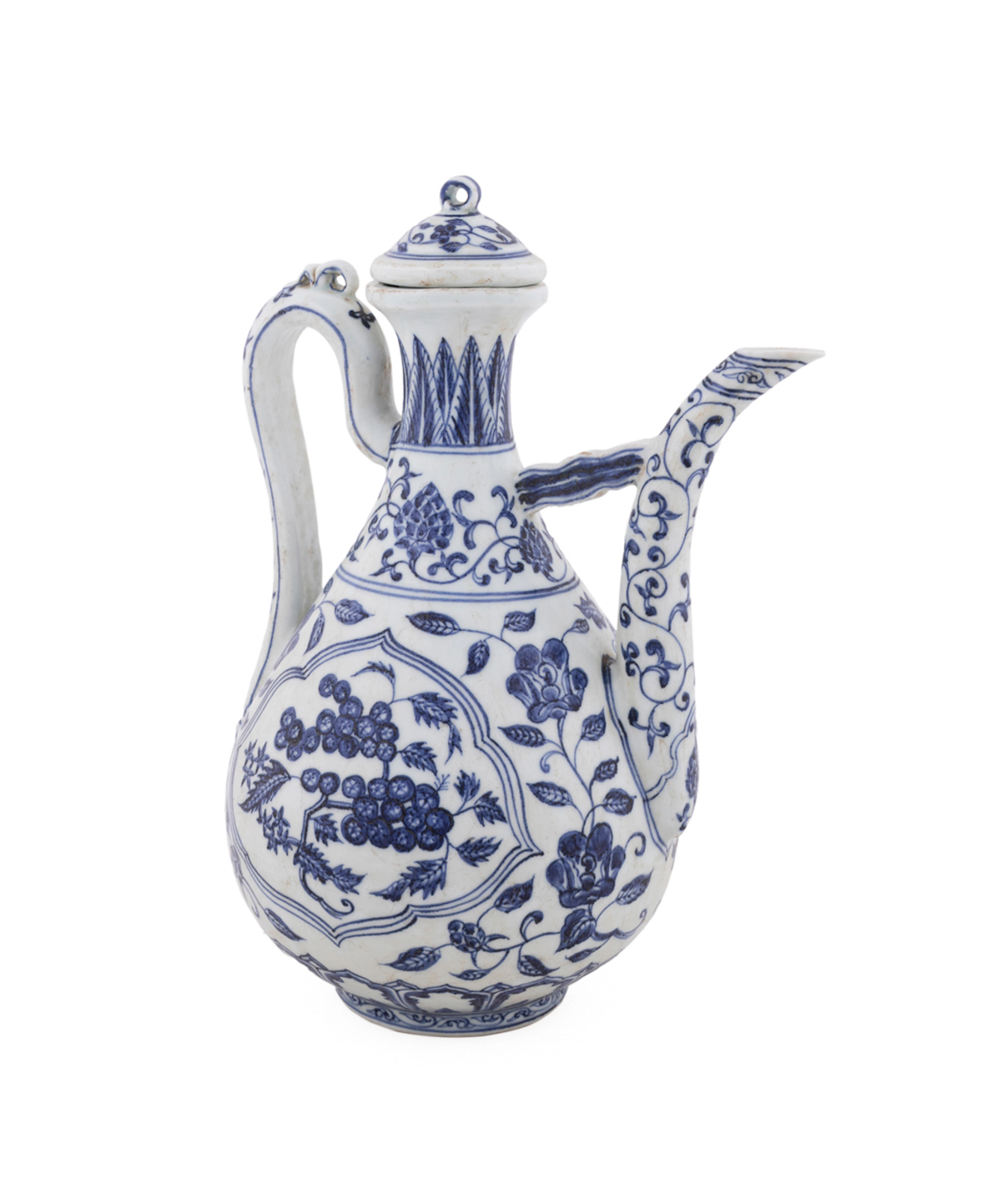 Chinese Blue & White Lidded Porcelain Ewer