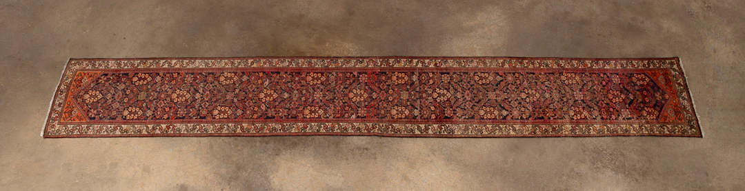 Persian Hamadan Runner, 20th C., Blue/Orange/Red