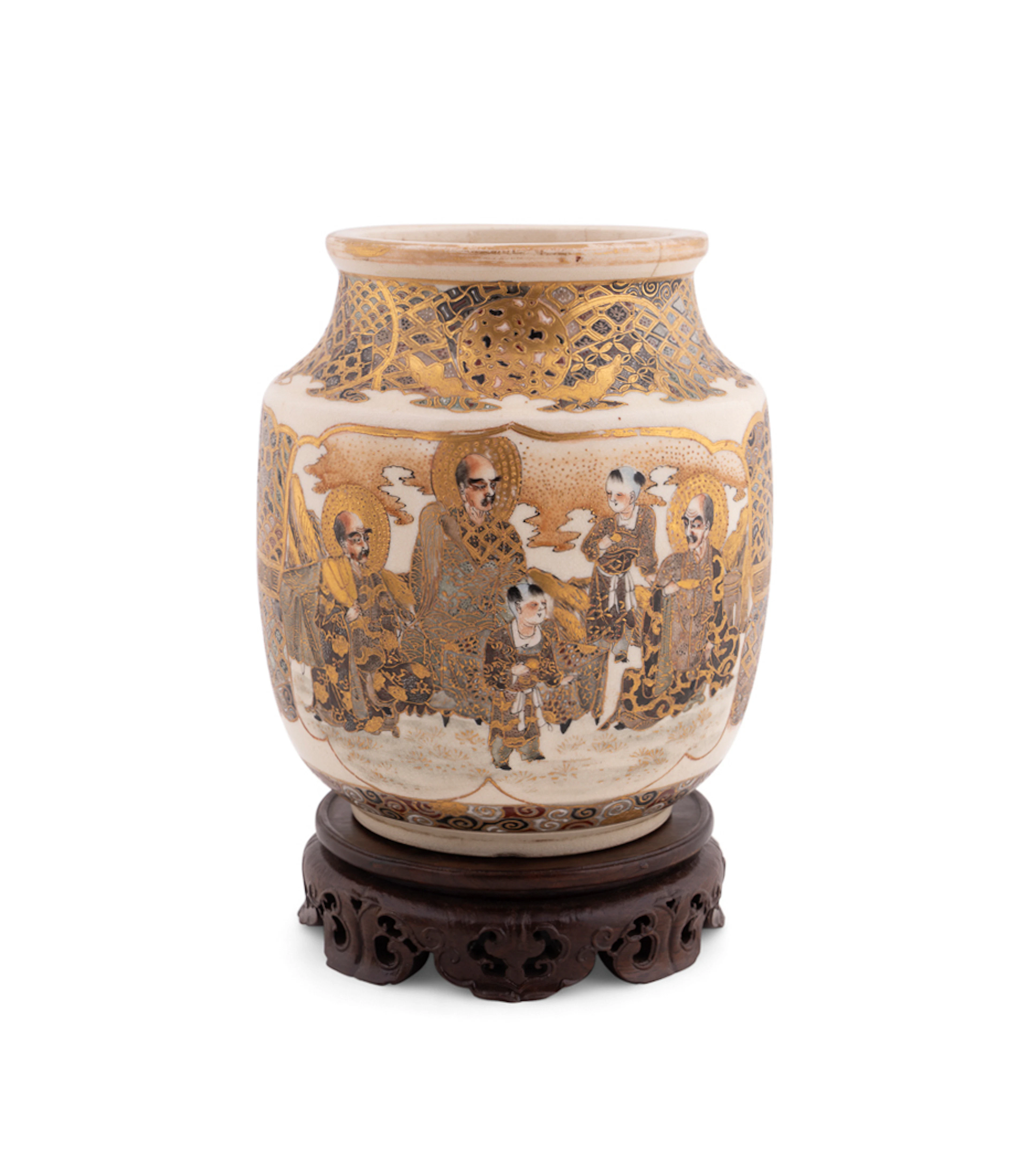 Japanese Satsuma Buddhist Rankans Jar