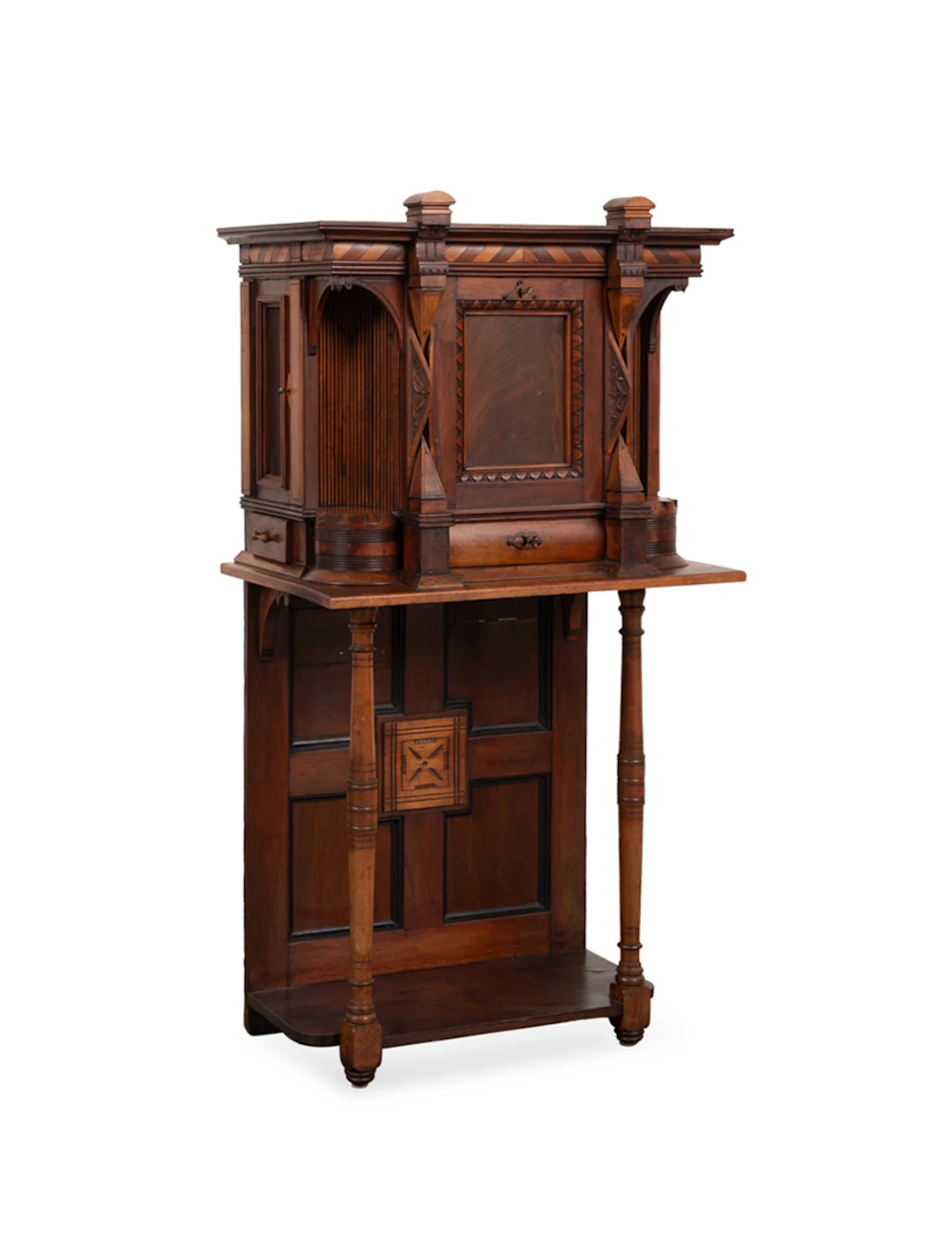19th C. Gothic Revival Specimen Cabinet On Stand