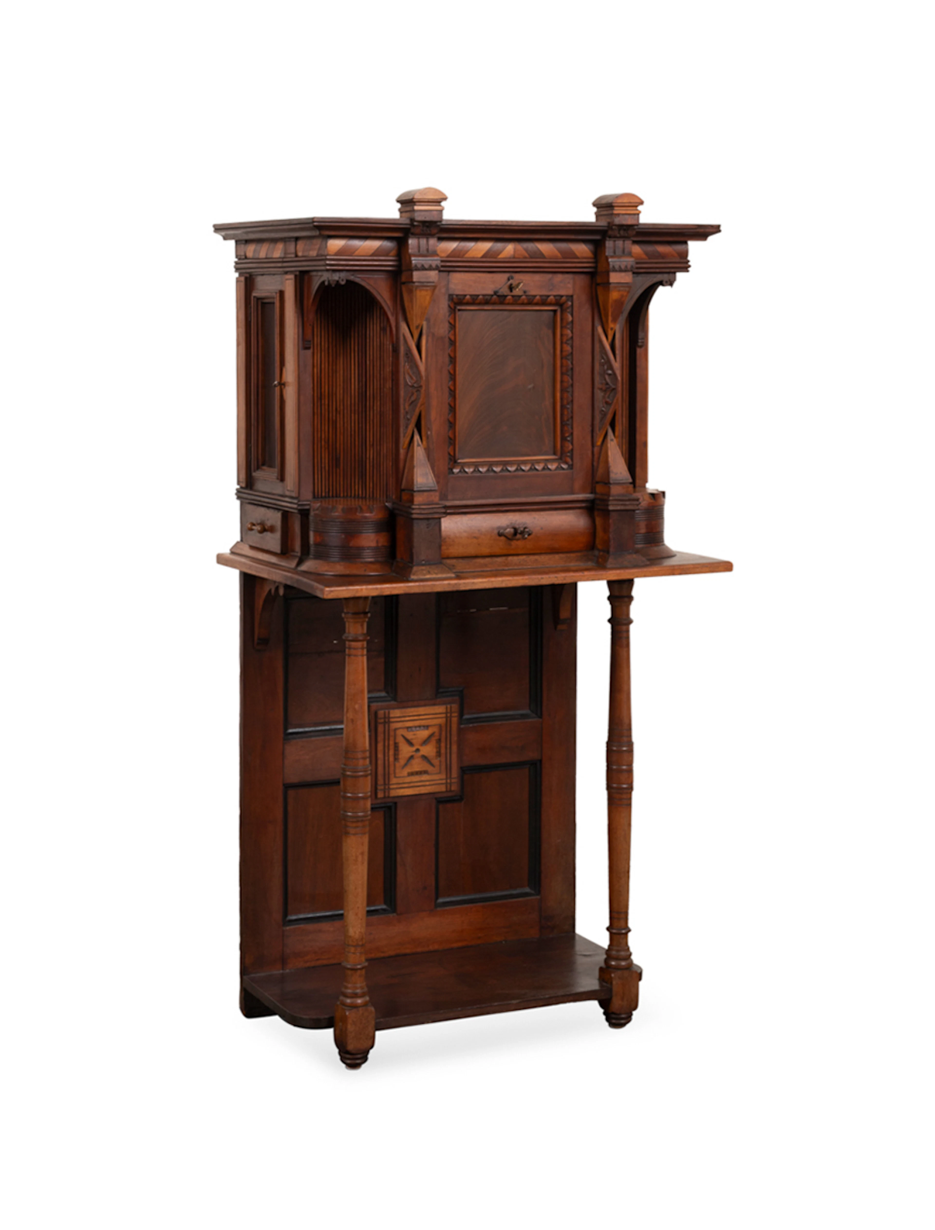 19th C. Gothic Revival Specimen Cabinet On Stand