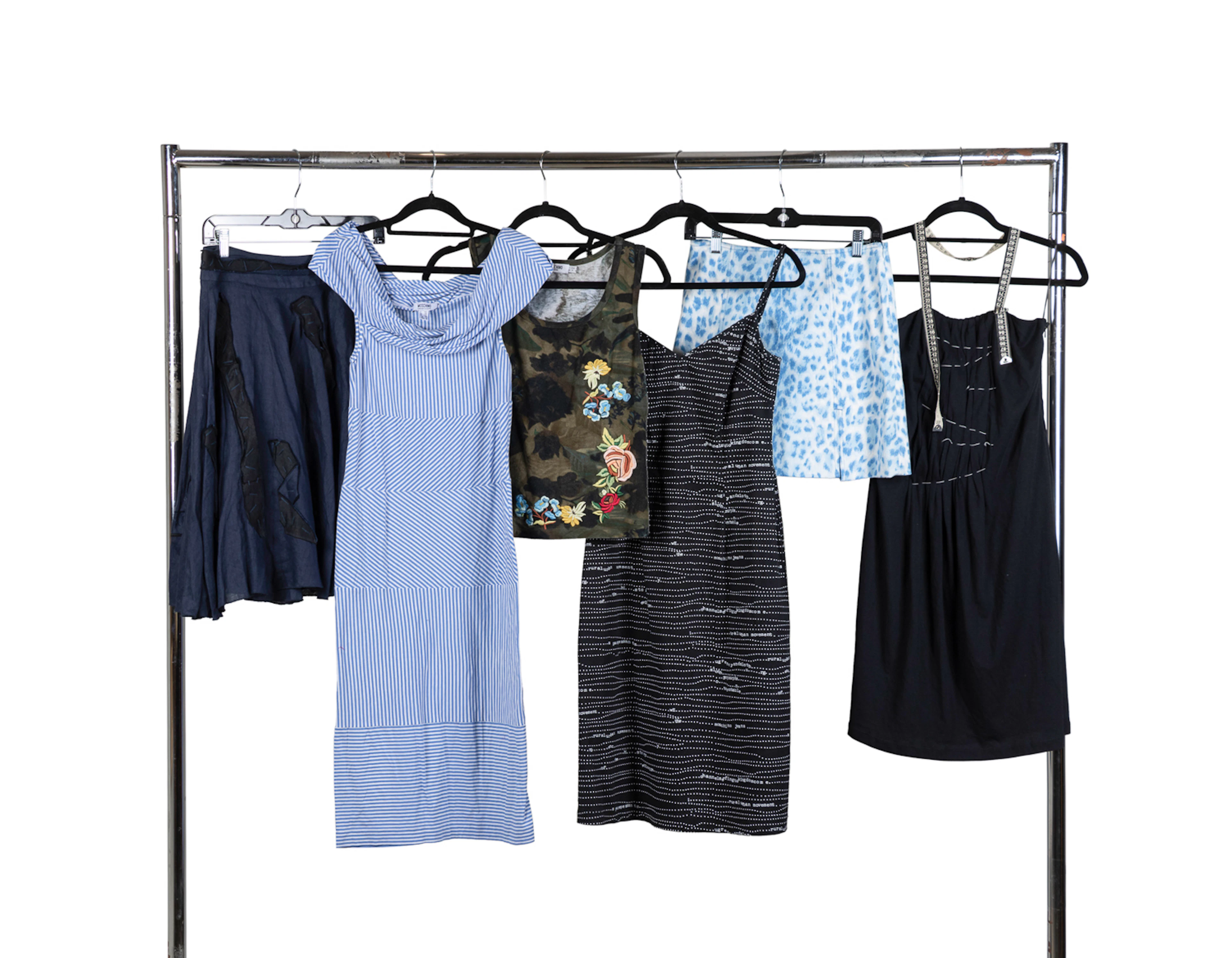 Six Moschino Clothing Items, Blue, Black & Green