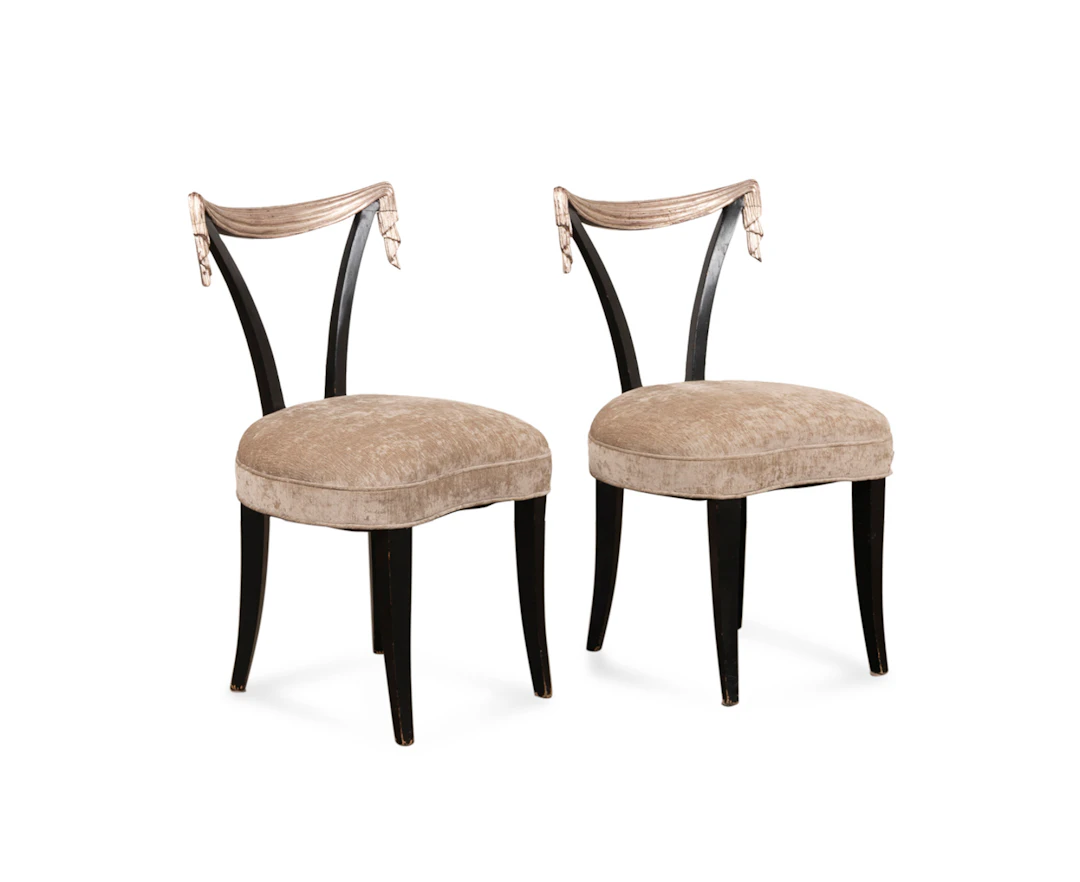 Pair, Draper + Grosfeld Drape-Back Side Chairs