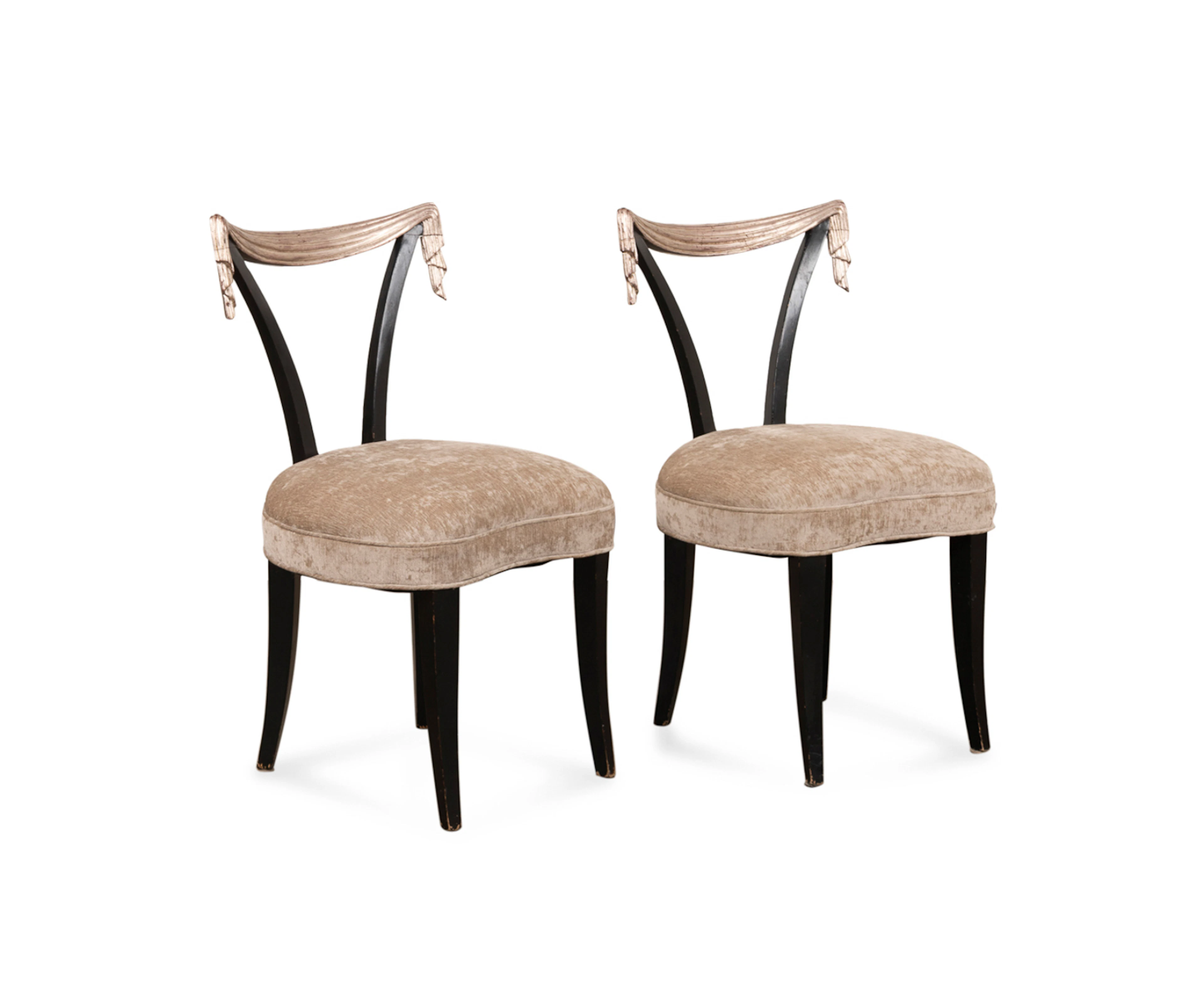 Pair, Draper + Grosfeld Drape-Back Side Chairs