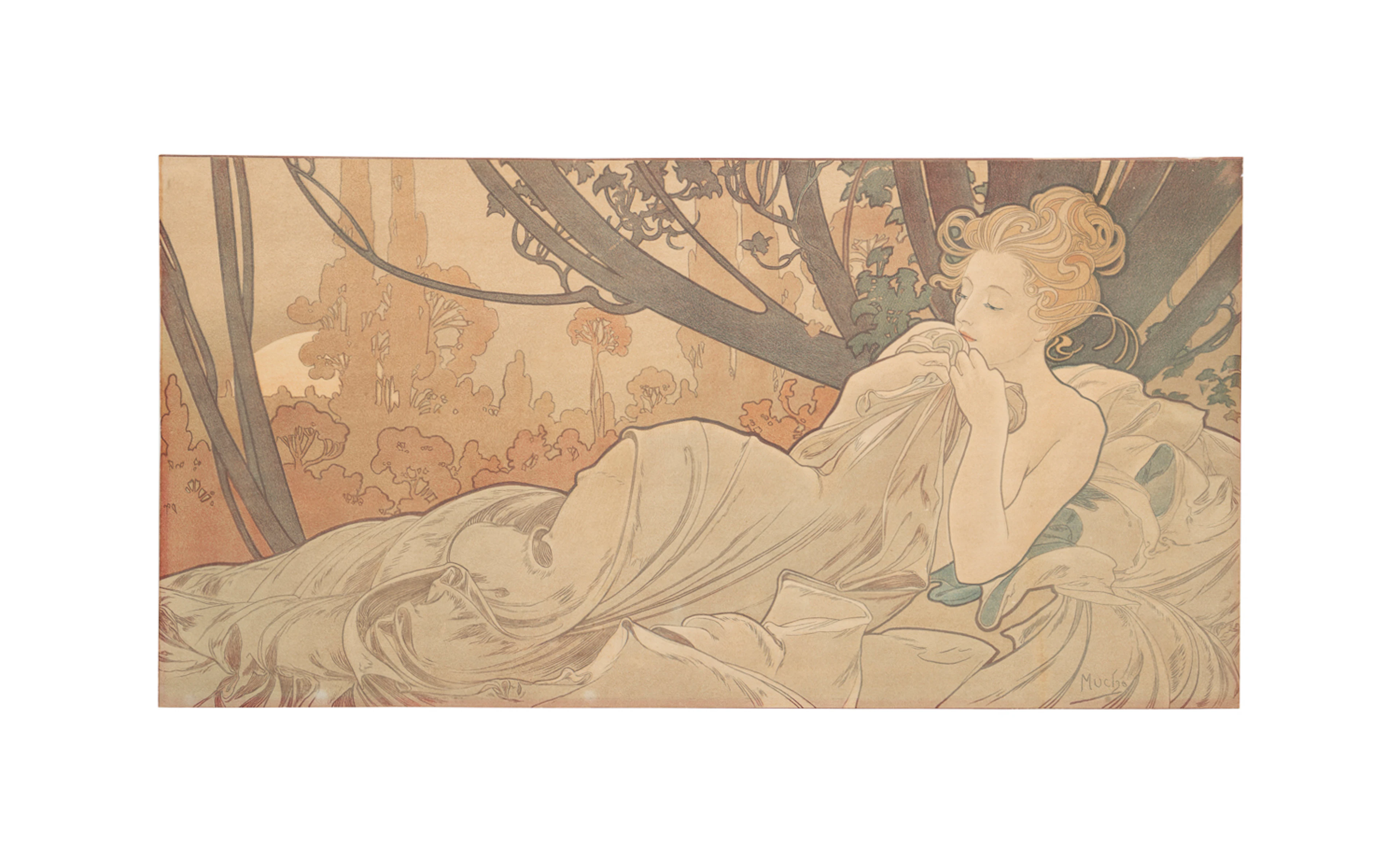 Mucha (After), "Dusk", original 1899, Litho.