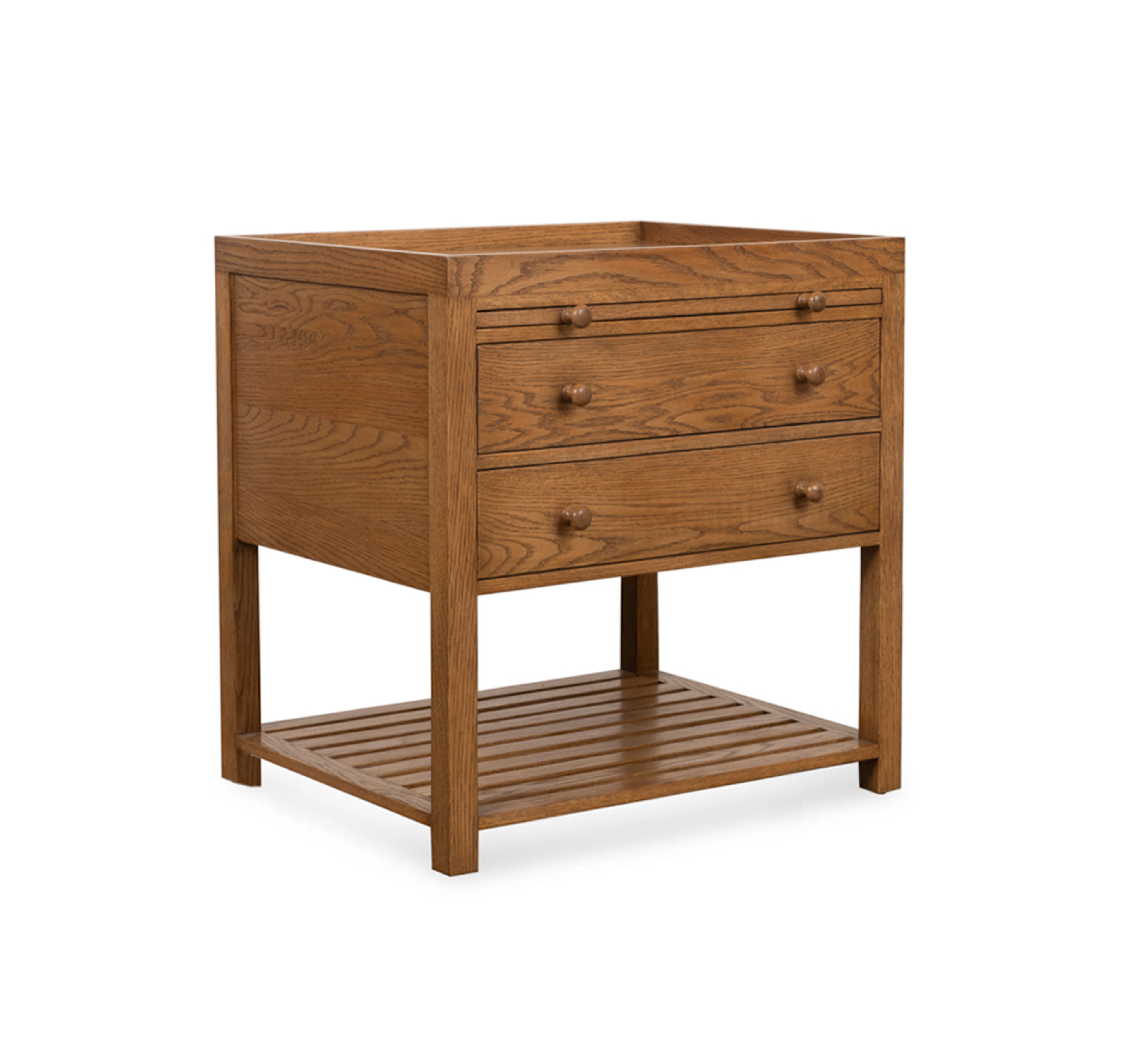 Paul Ferrante "Sussex" Oak Bedside End Table