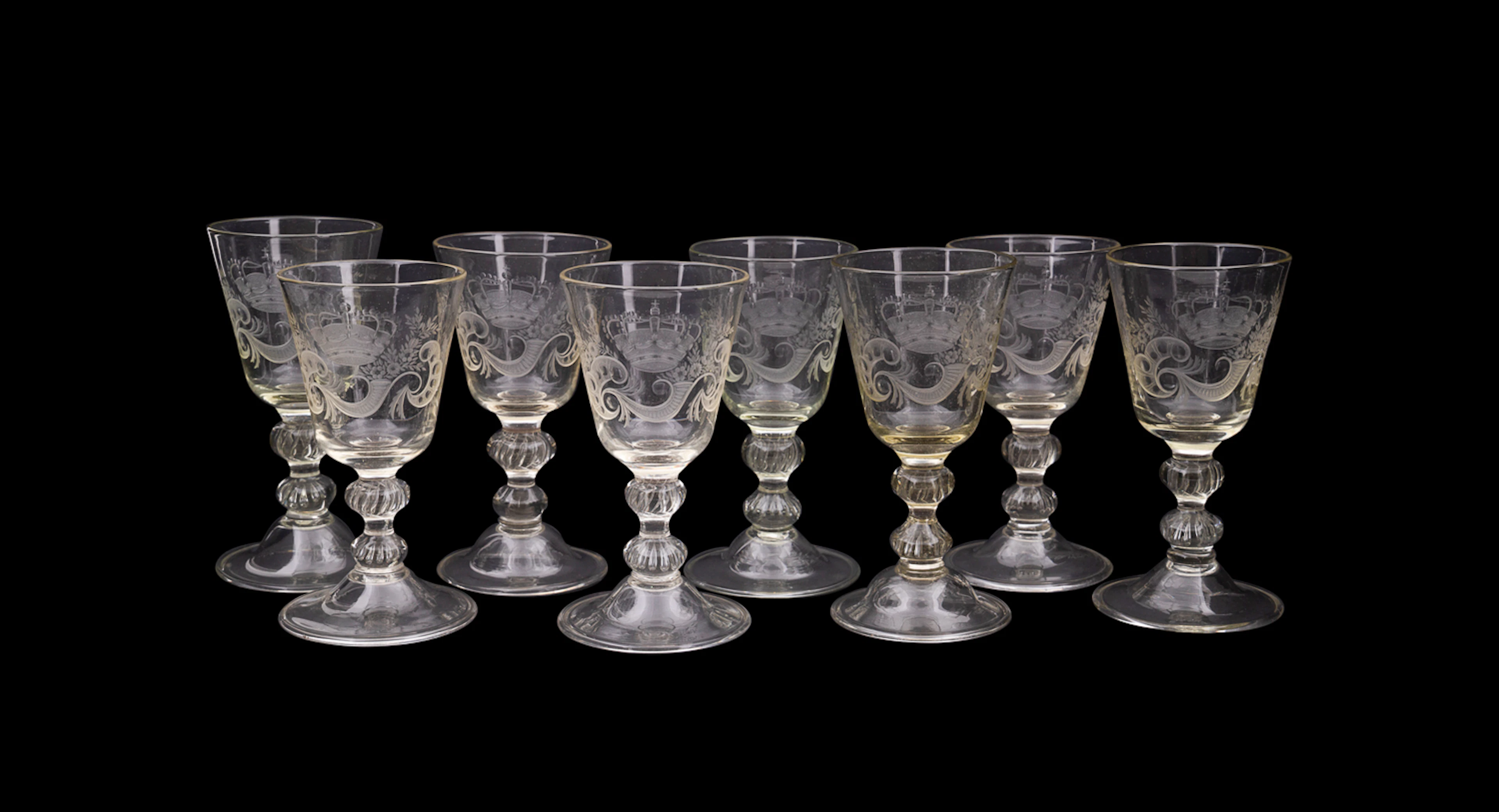 Set of 8 Northern European Ducal Goblets, 1798