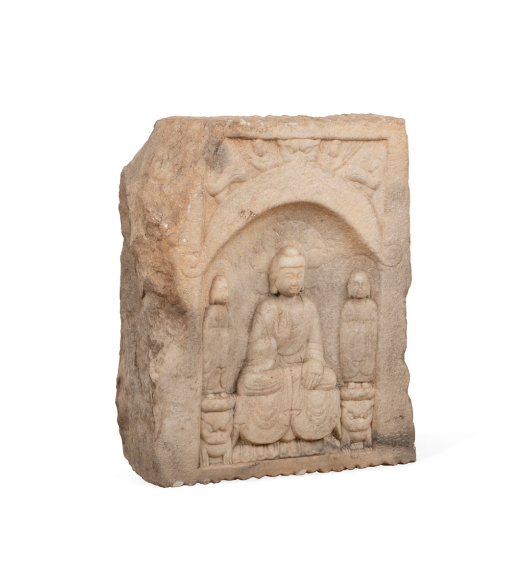 19th / 20th C. Chinese Marble Buddha Relief Stele