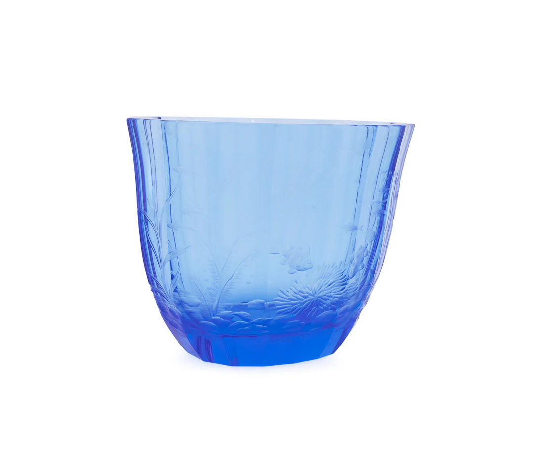 Moser Aquamarine Sea Life Crystal Vase, 2018