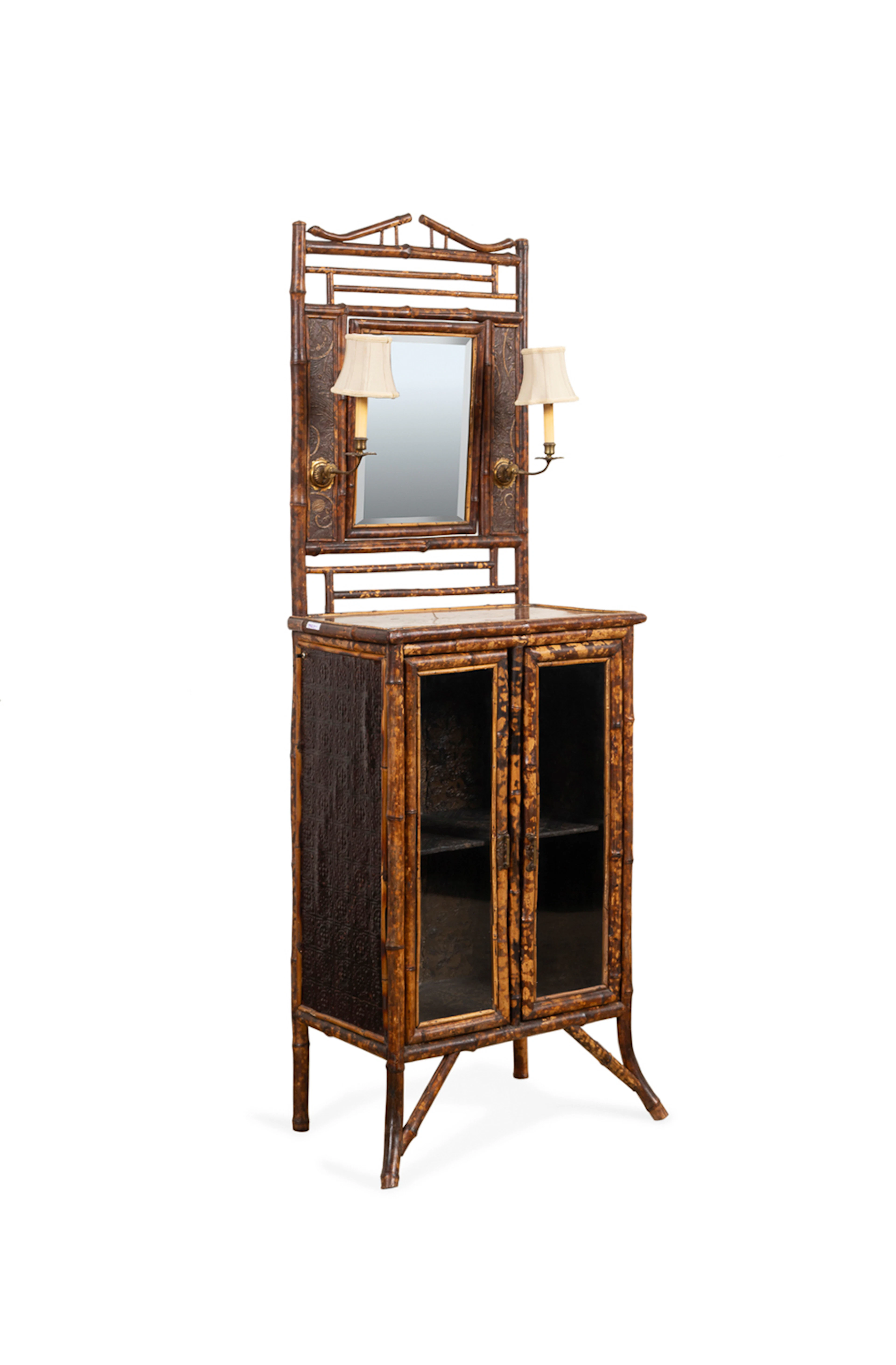 19th C. Aesthetic Style Burnt Bamboo Hall Cabinet