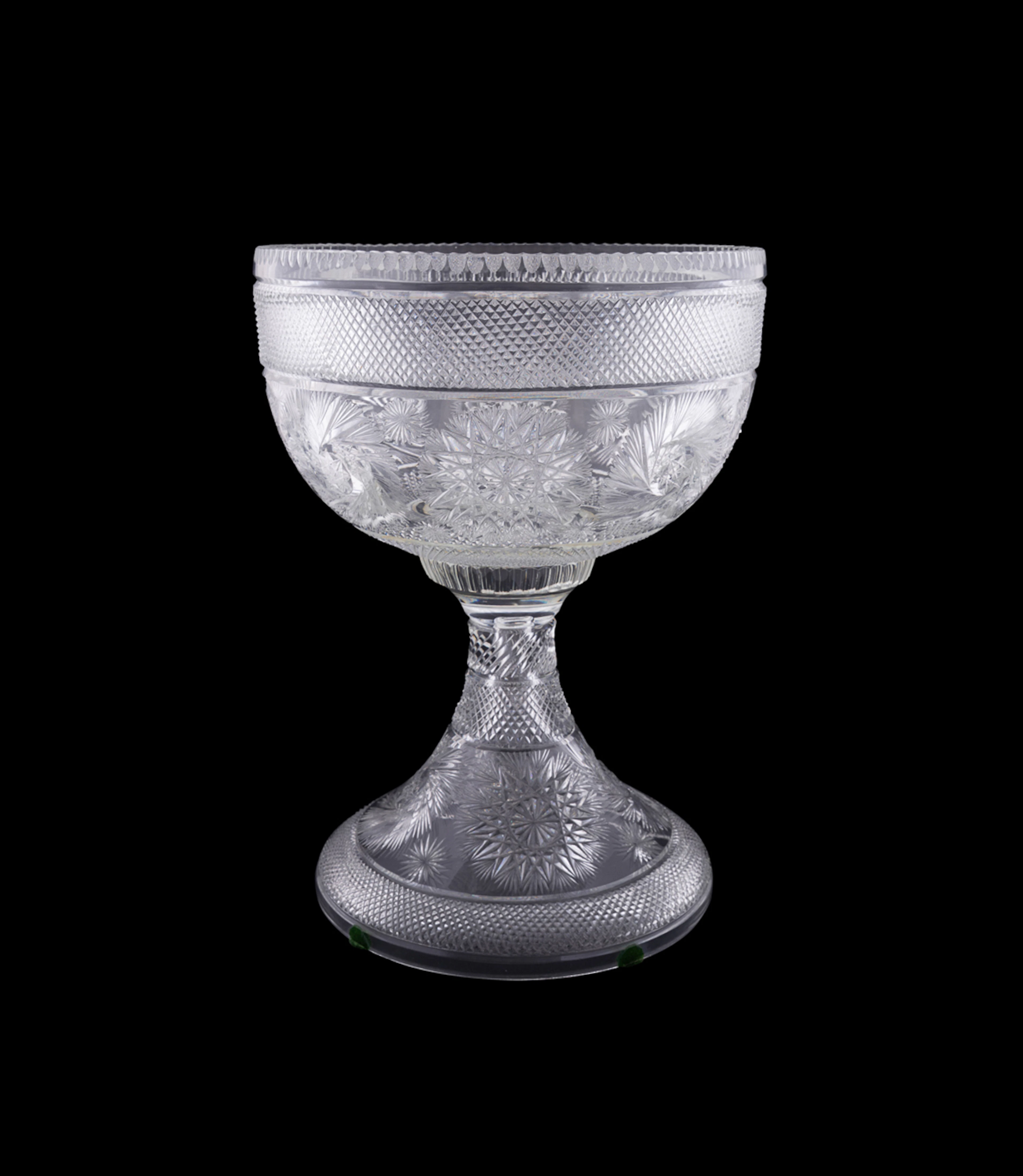 American Brilliant Period Type Glass Punch Bowl