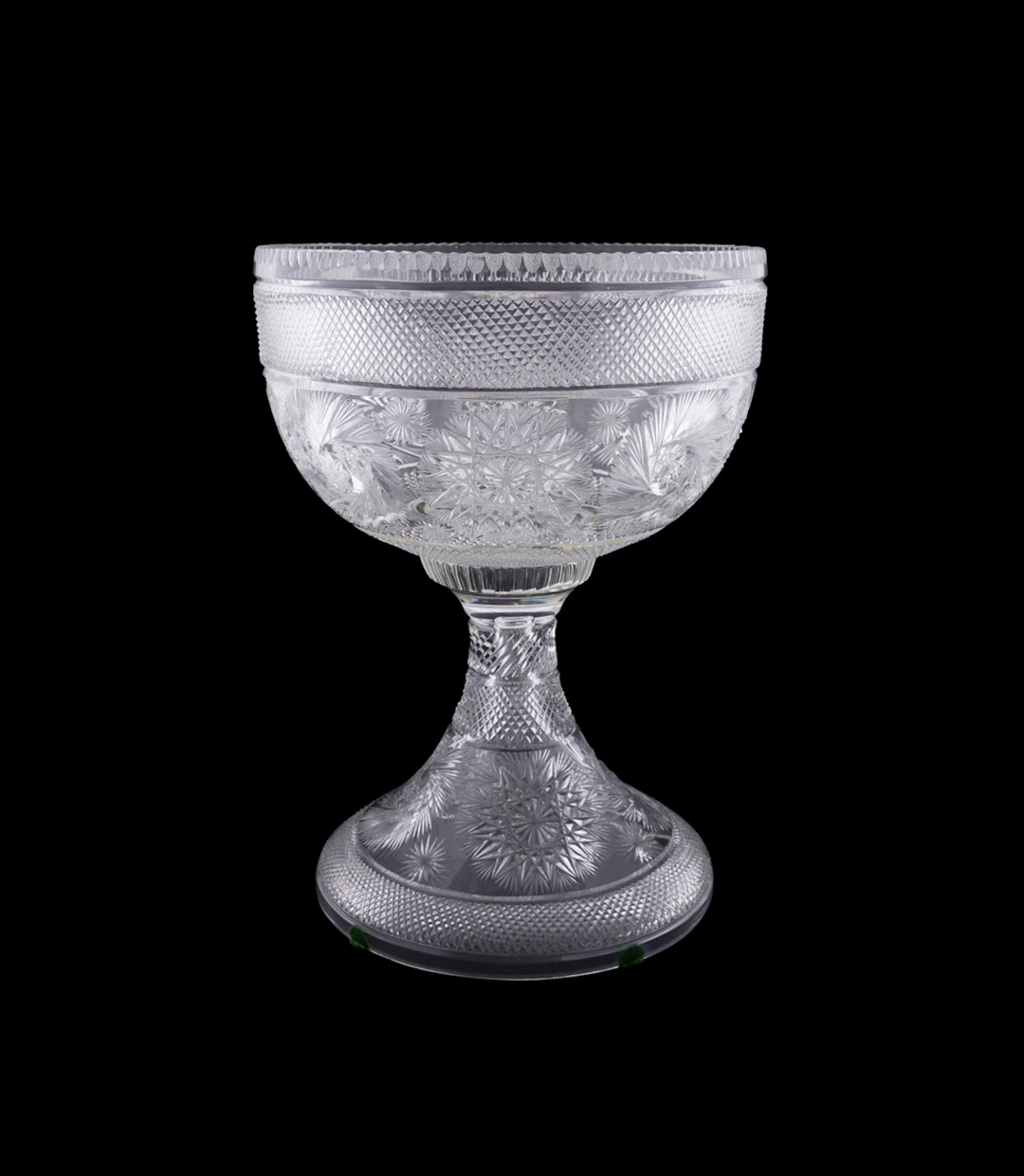 American Brilliant Period Type Glass Punch Bowl