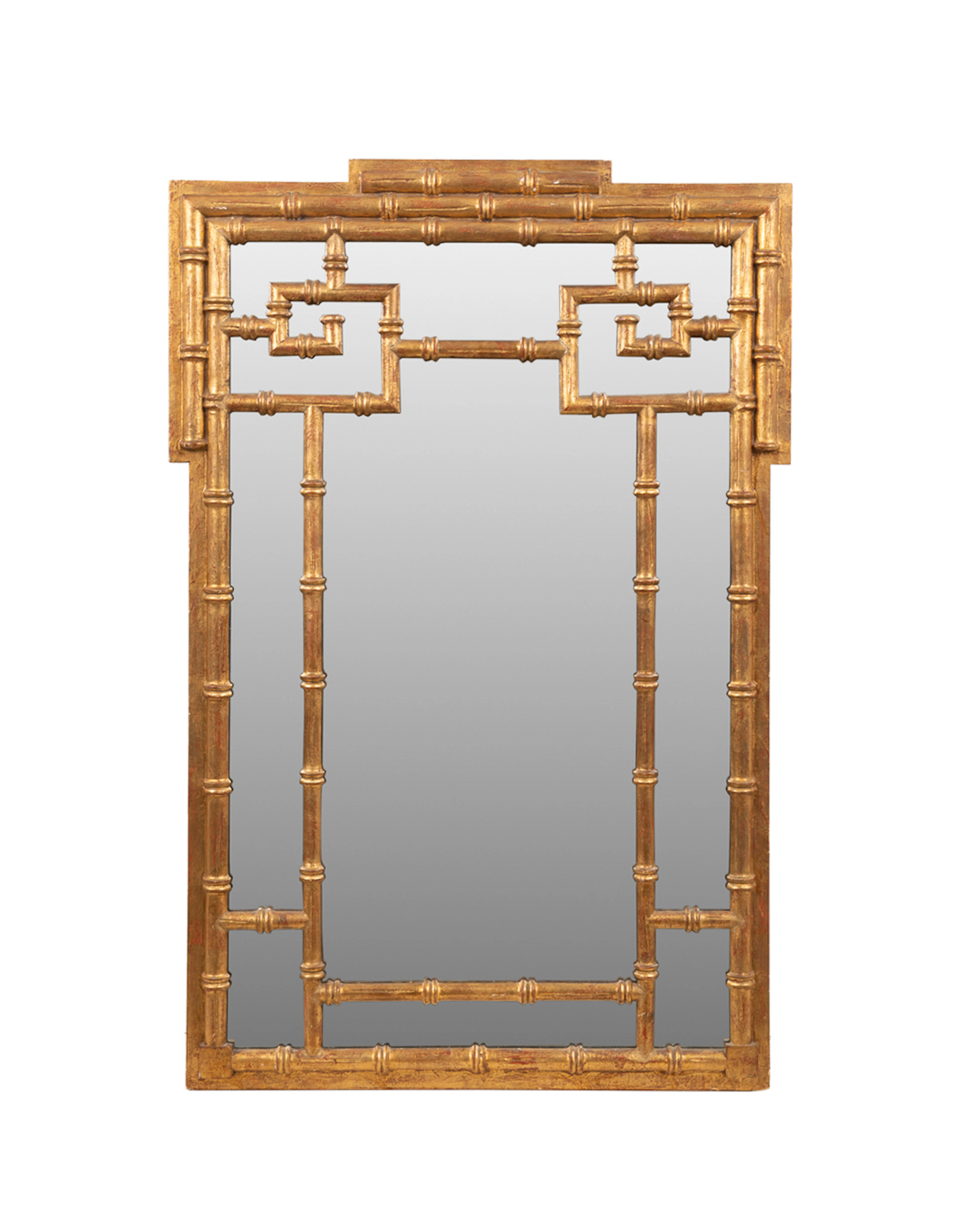 LaBarge Giltwood Bamboo Motif Hanging Mirror