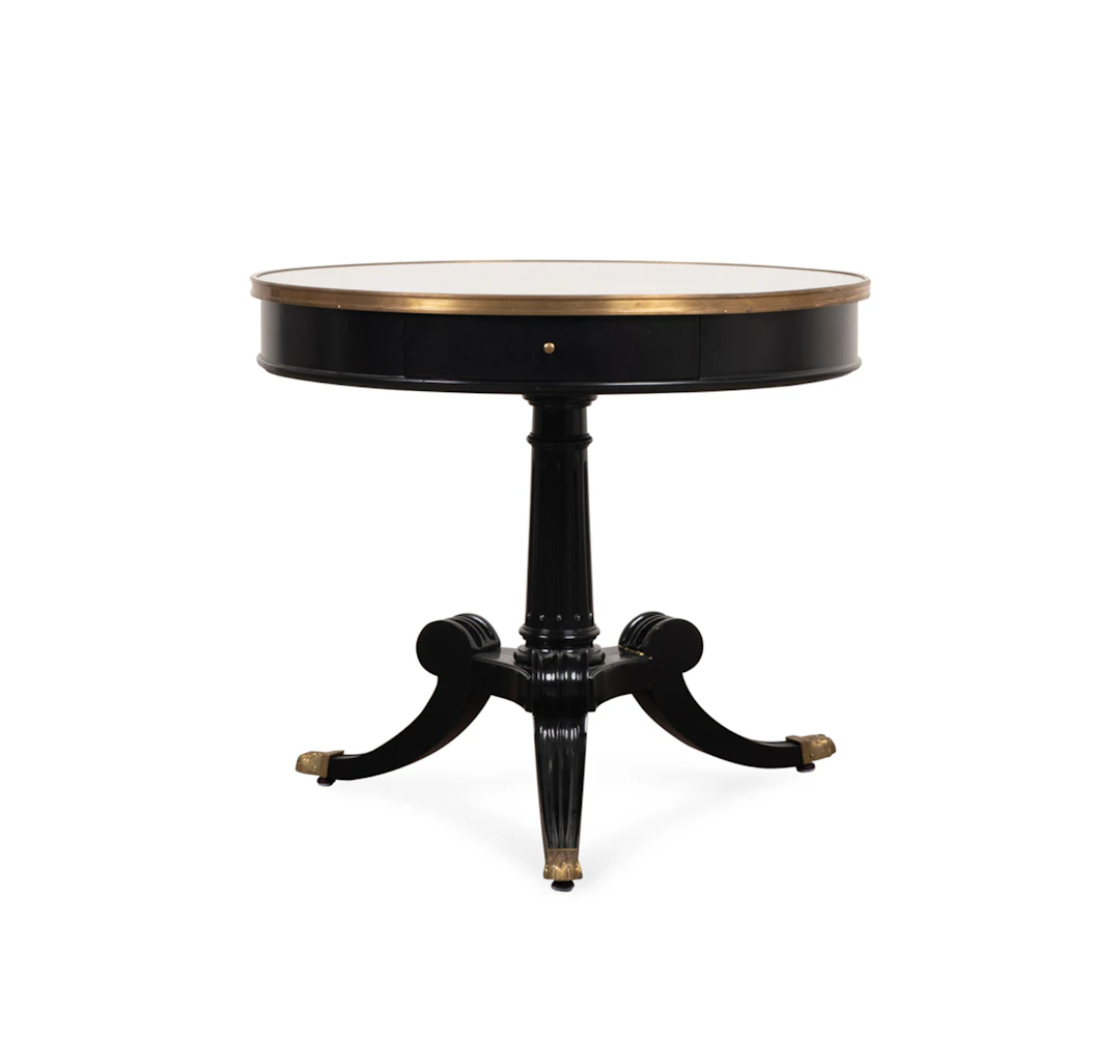 Regency Style Marble Top Ebonized Side Table