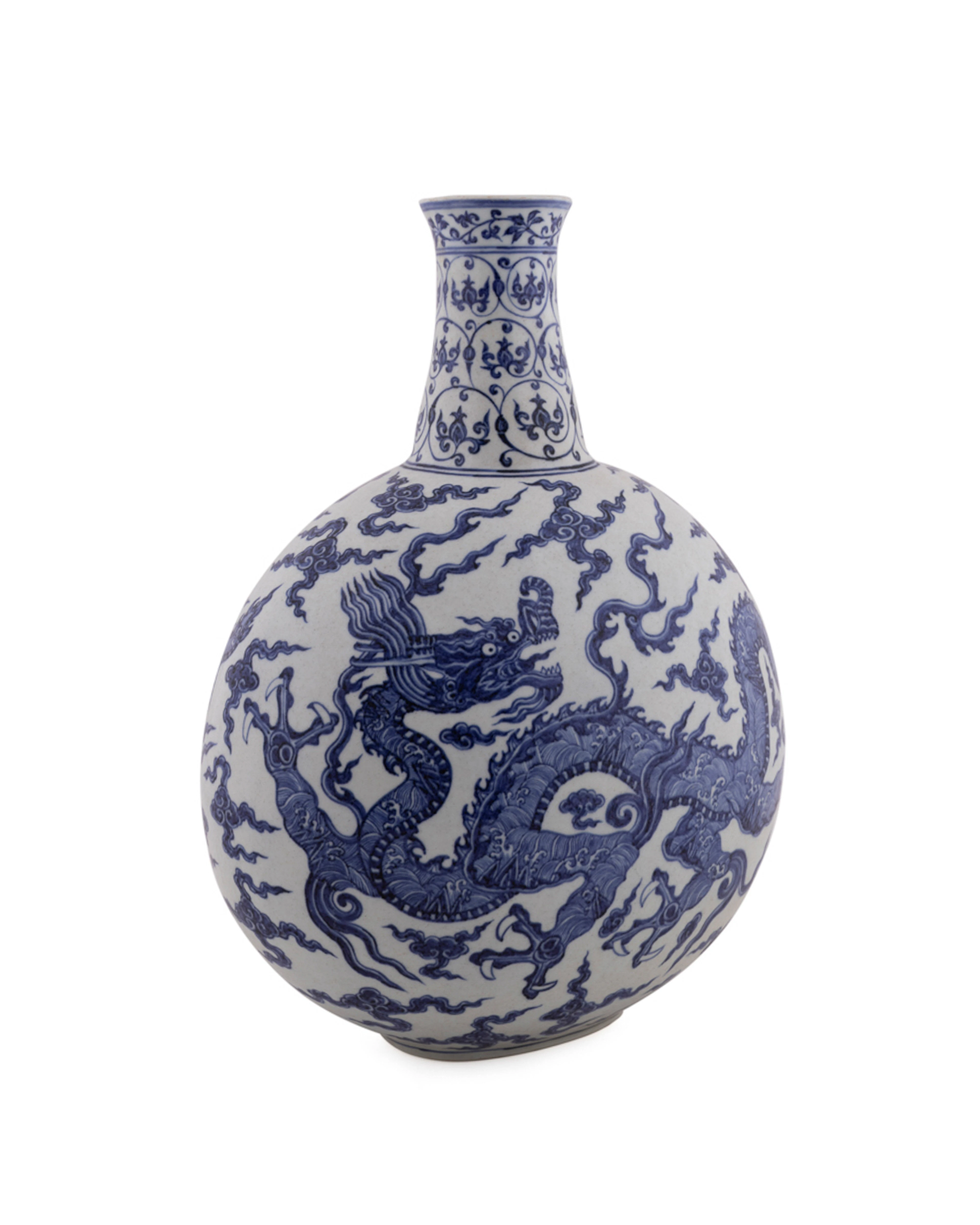 Chinese Blue & White Moon Shaped Porcelain Vase