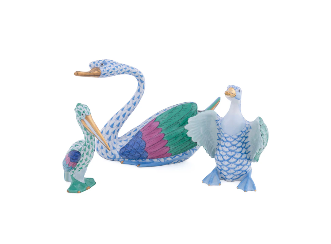 Herend, Three Porcelain Bird Figurines