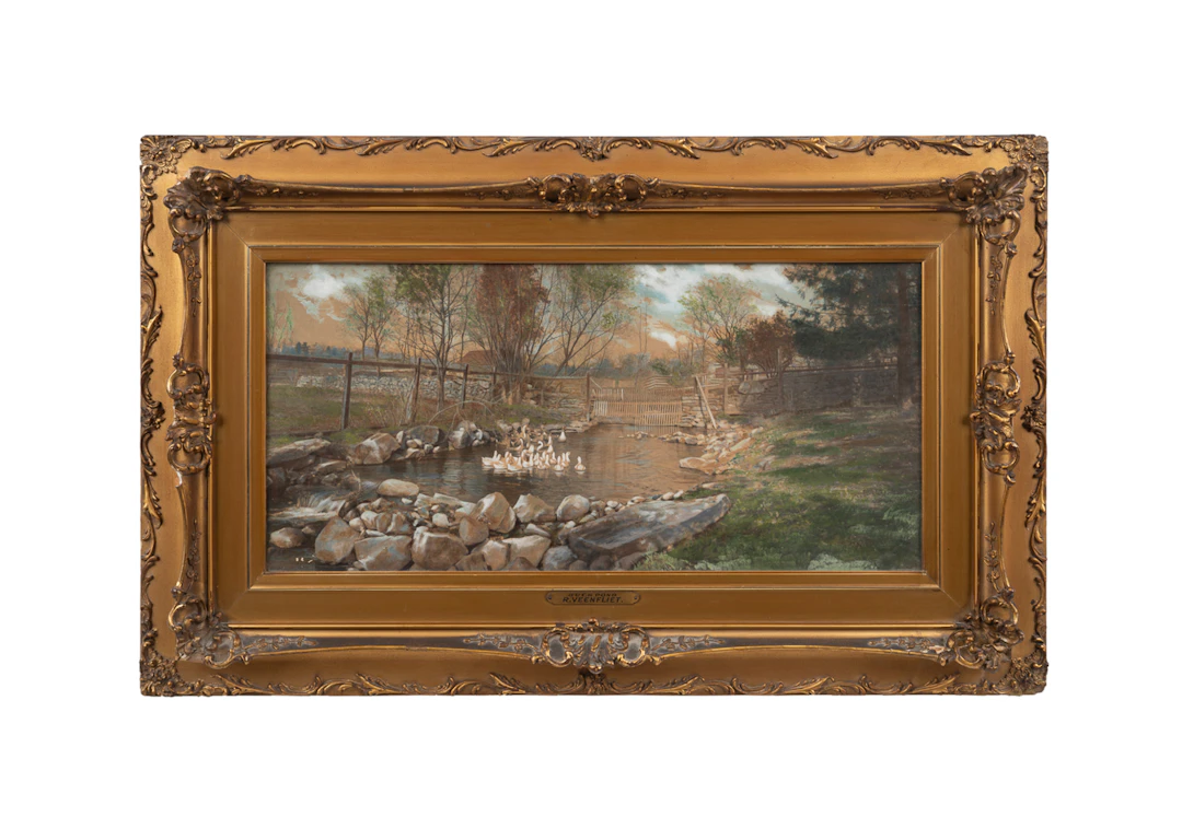 R. Veenfliet (Attr.), "Duck Pond", 19th/20th C.
