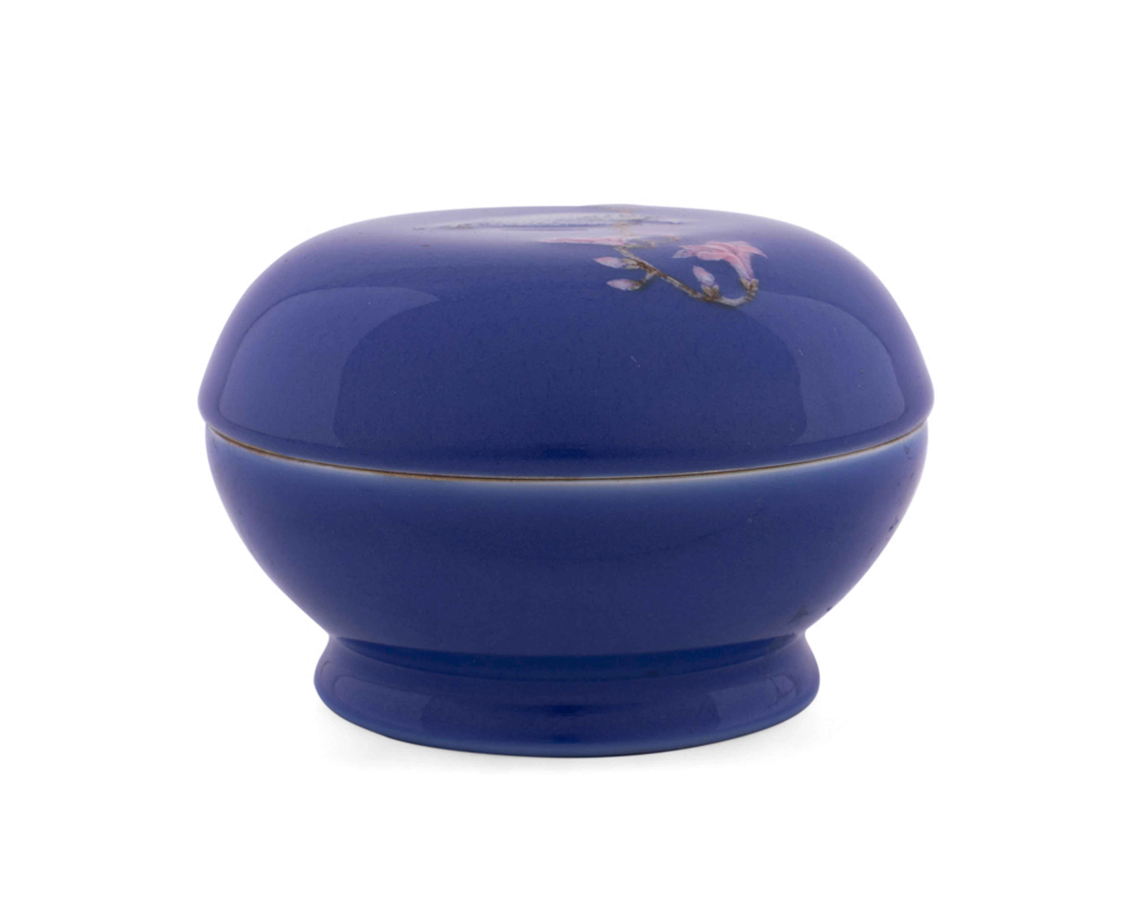 20th C. Chinese Blue Ground Porcelain Covered Box