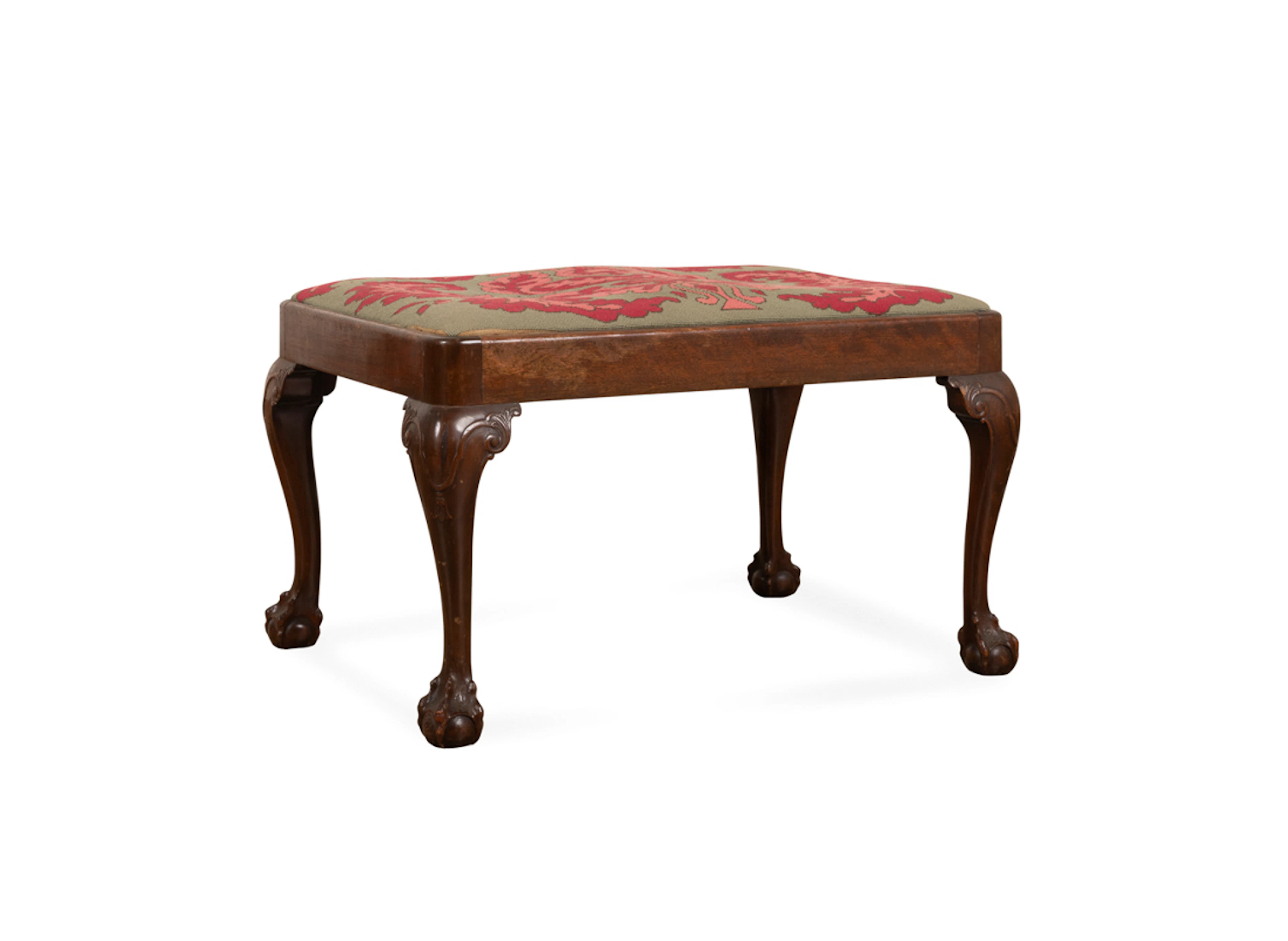 George II Style Mahogany Needlepoint Window Bench