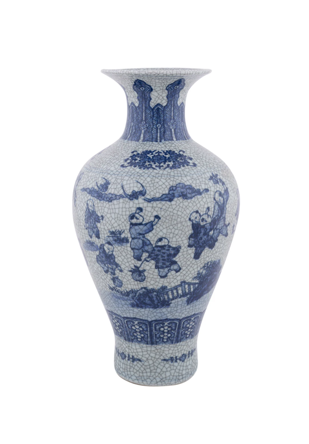 Chinese Blue & White Porcelain Crackleware Vase