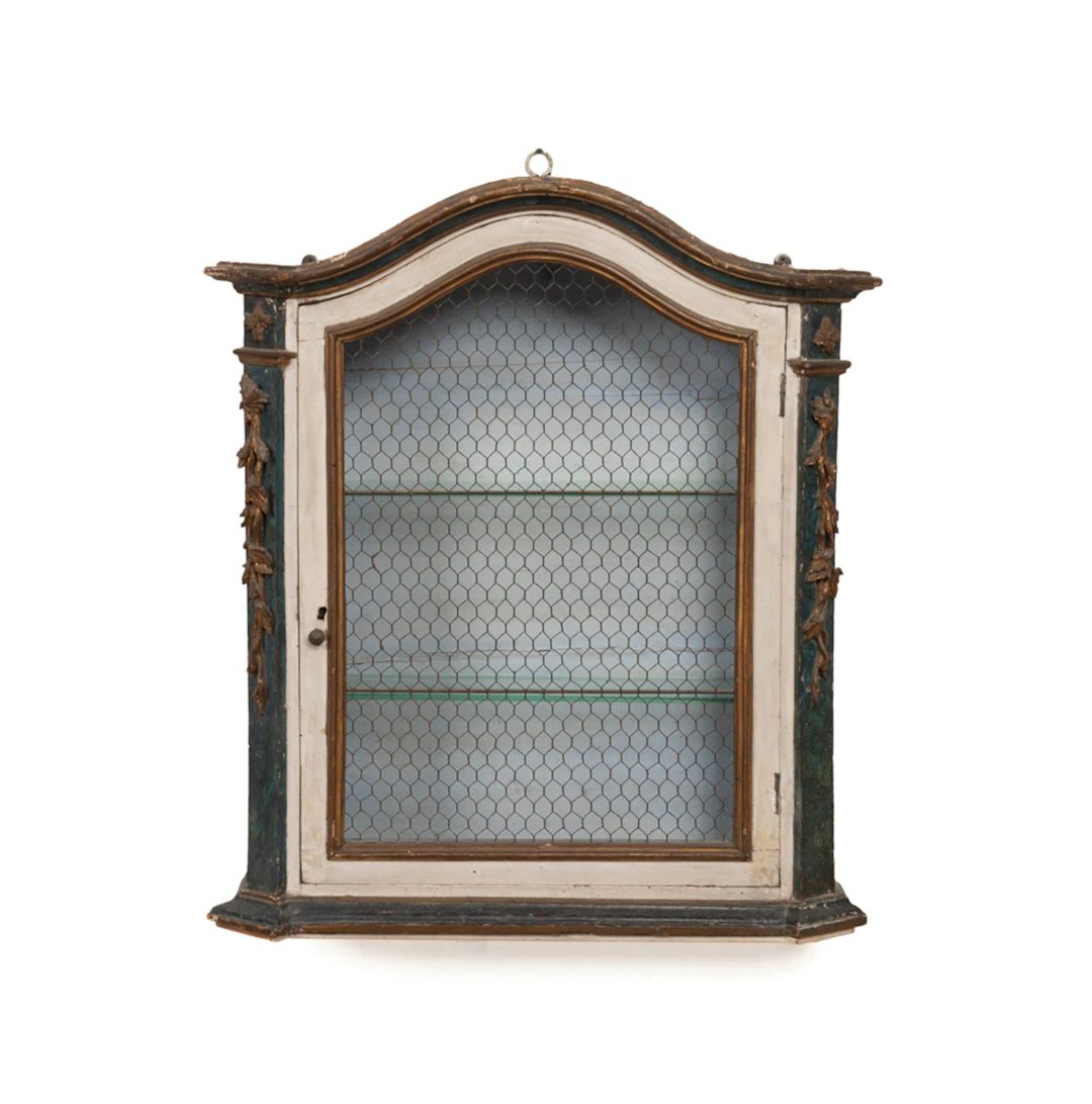 Baroque Polychrome Painted Wall Vitrine
