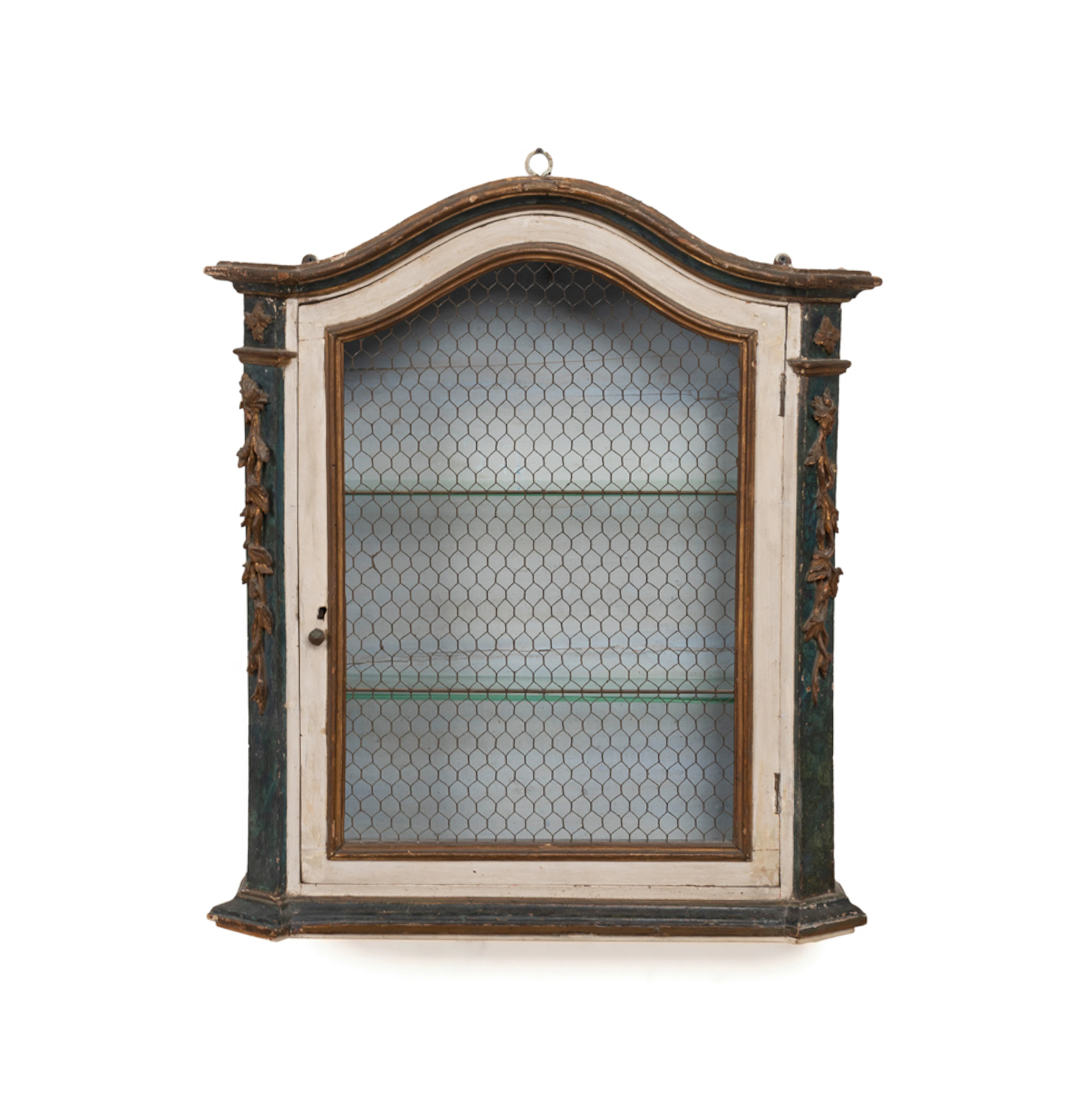 Baroque Polychrome Painted Wall Vitrine