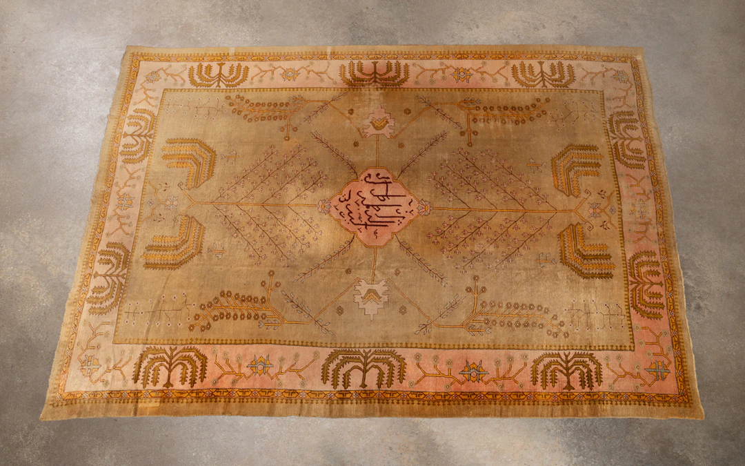 Palatial Turkish Oushak Hand-Knotted Rug, 20th C.