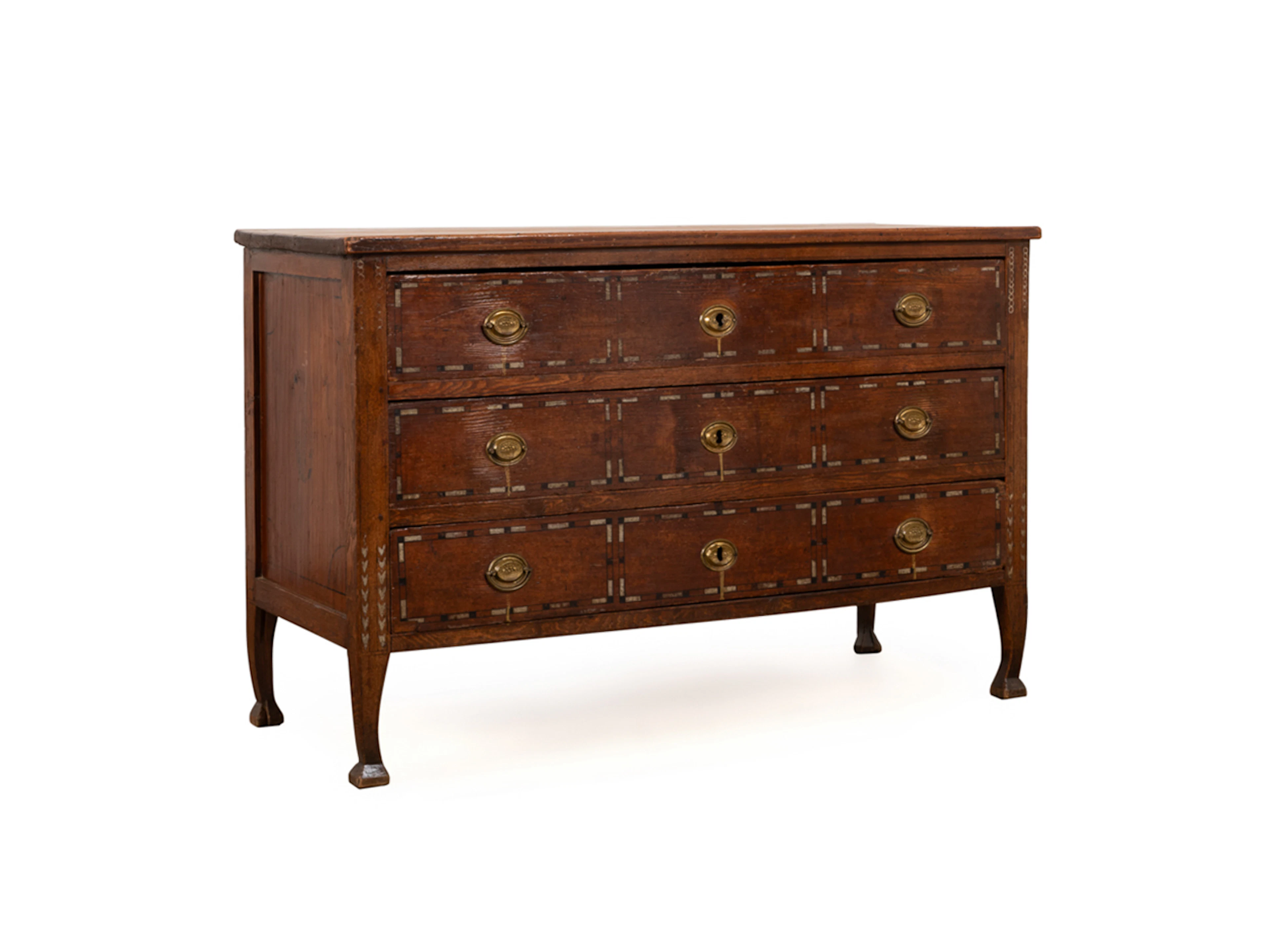 19th C. Neoclassical Painted Pine 3-Drawer Chest