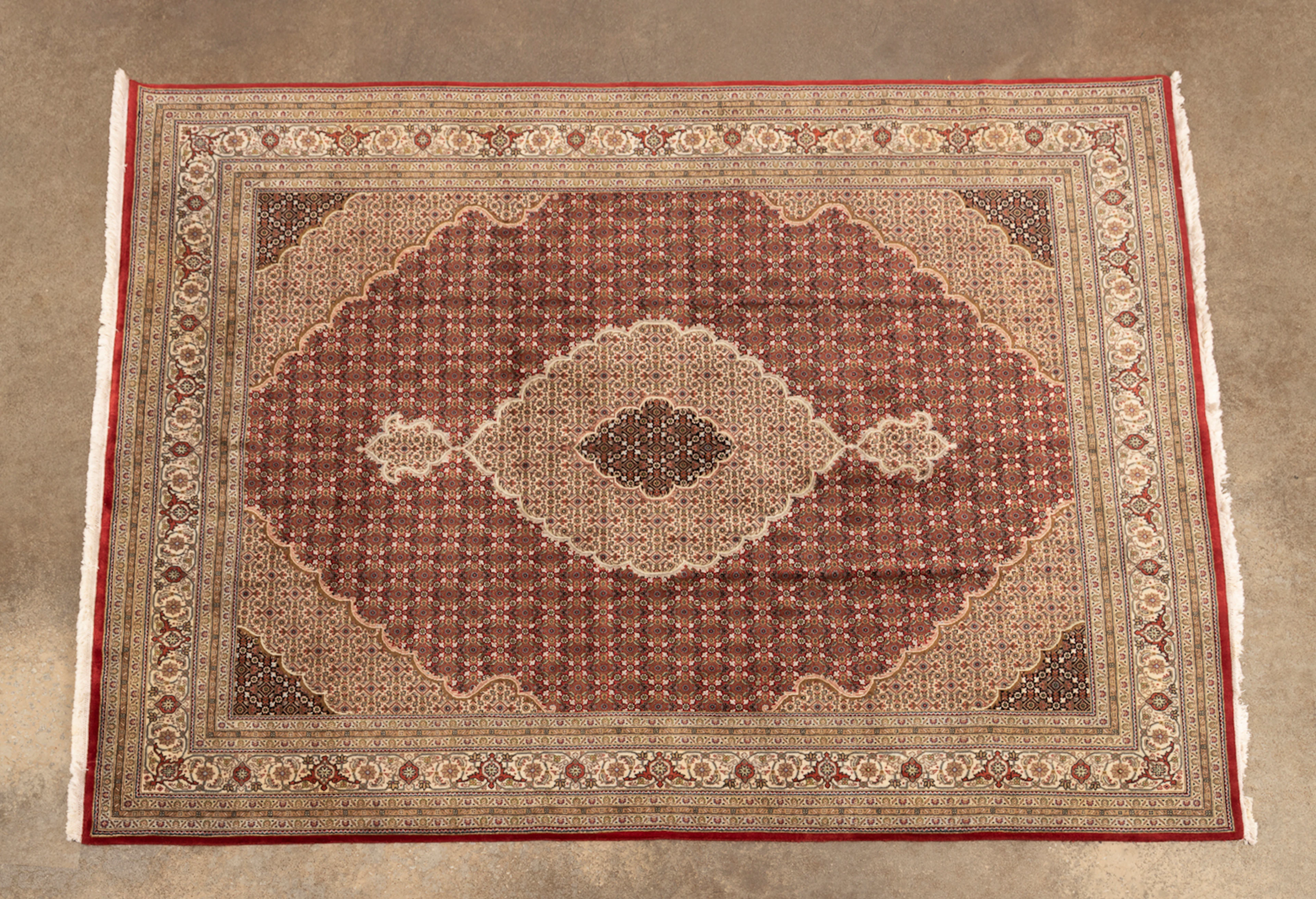 Persian Tabriz Rug, 20th C., Red/Cream/Tan