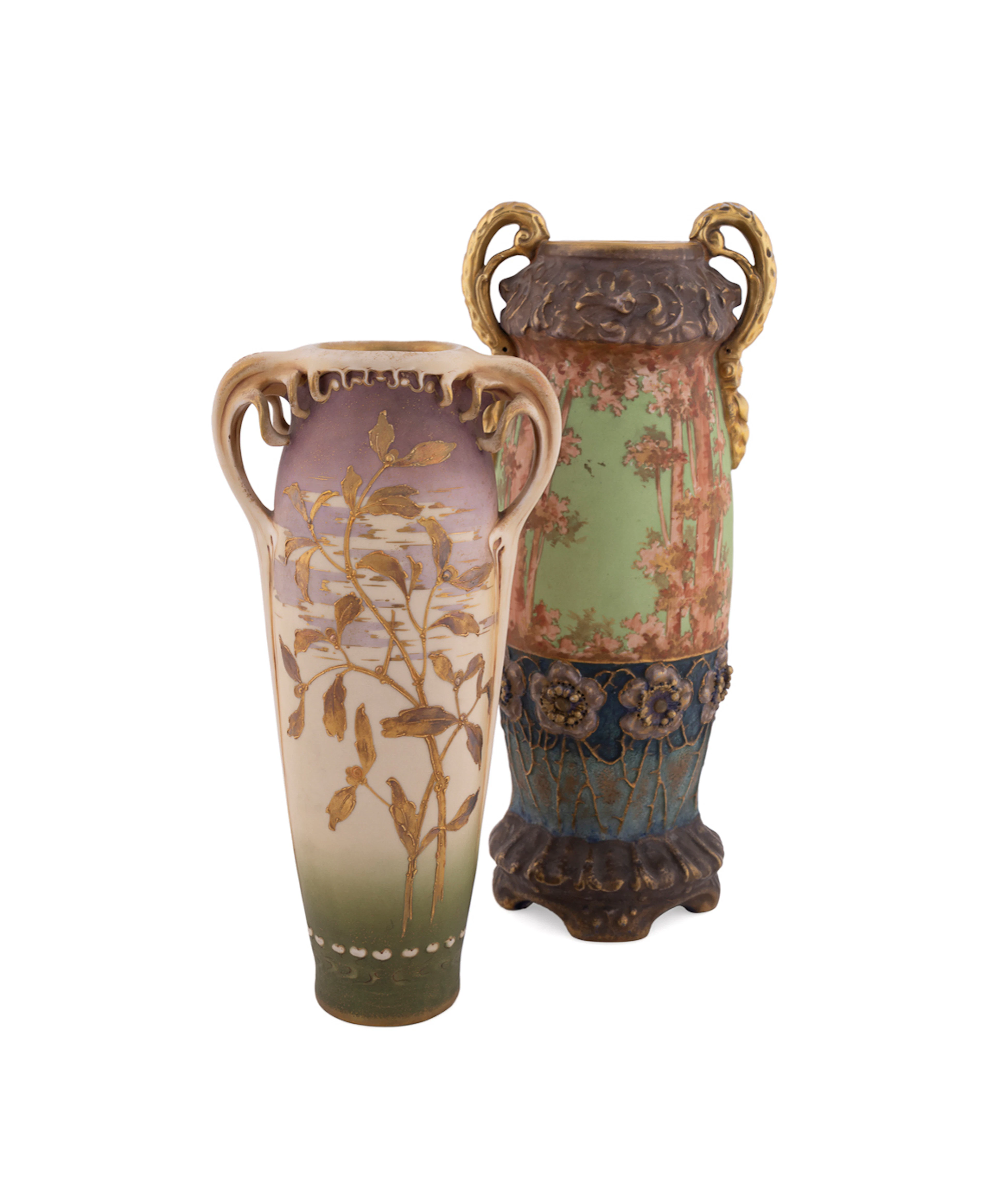 Imperial Amphora, Two Art Nouveau Vases, C. 1900