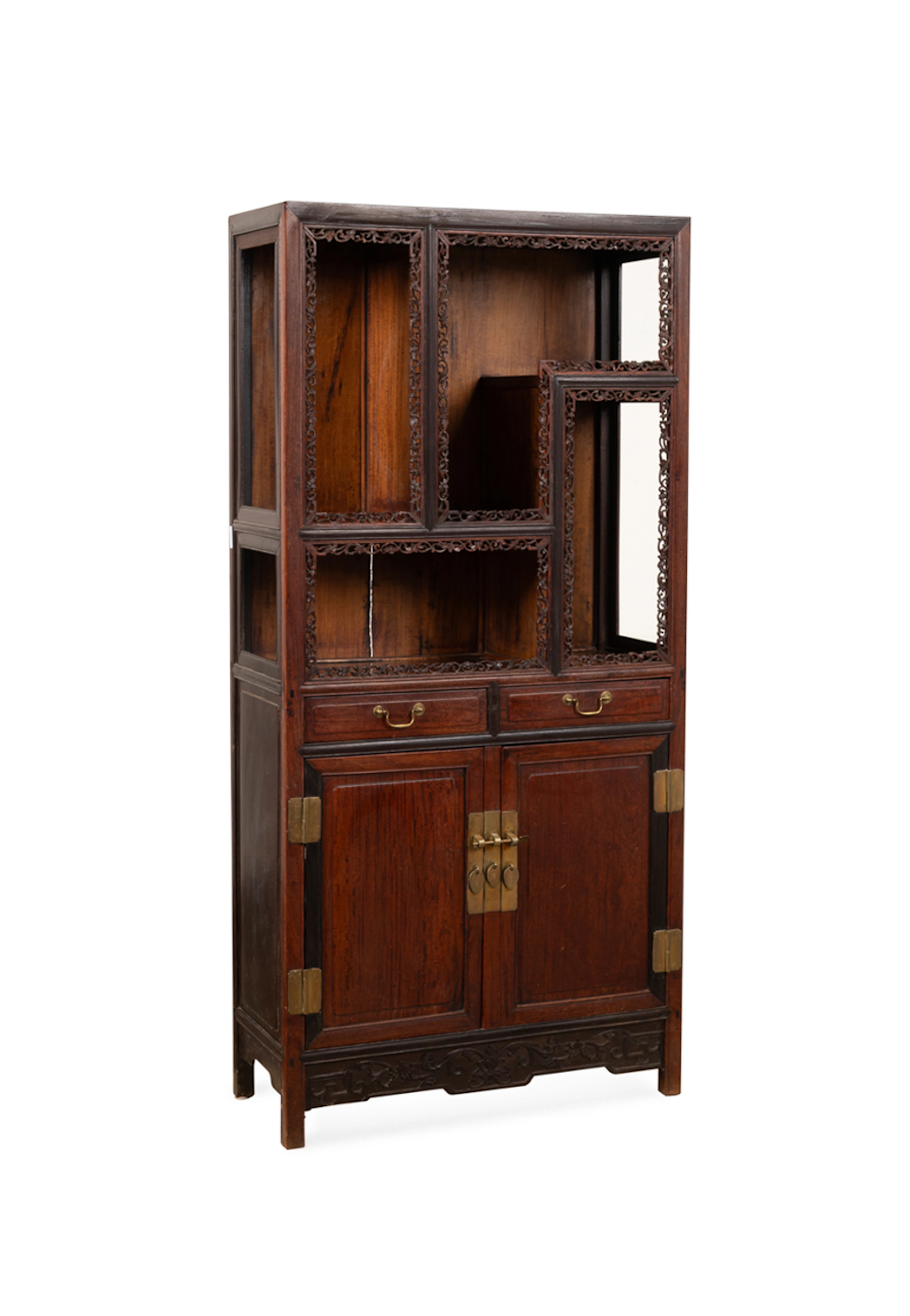 19th C. Chinese Hardwood Hongmu Display Cabinet