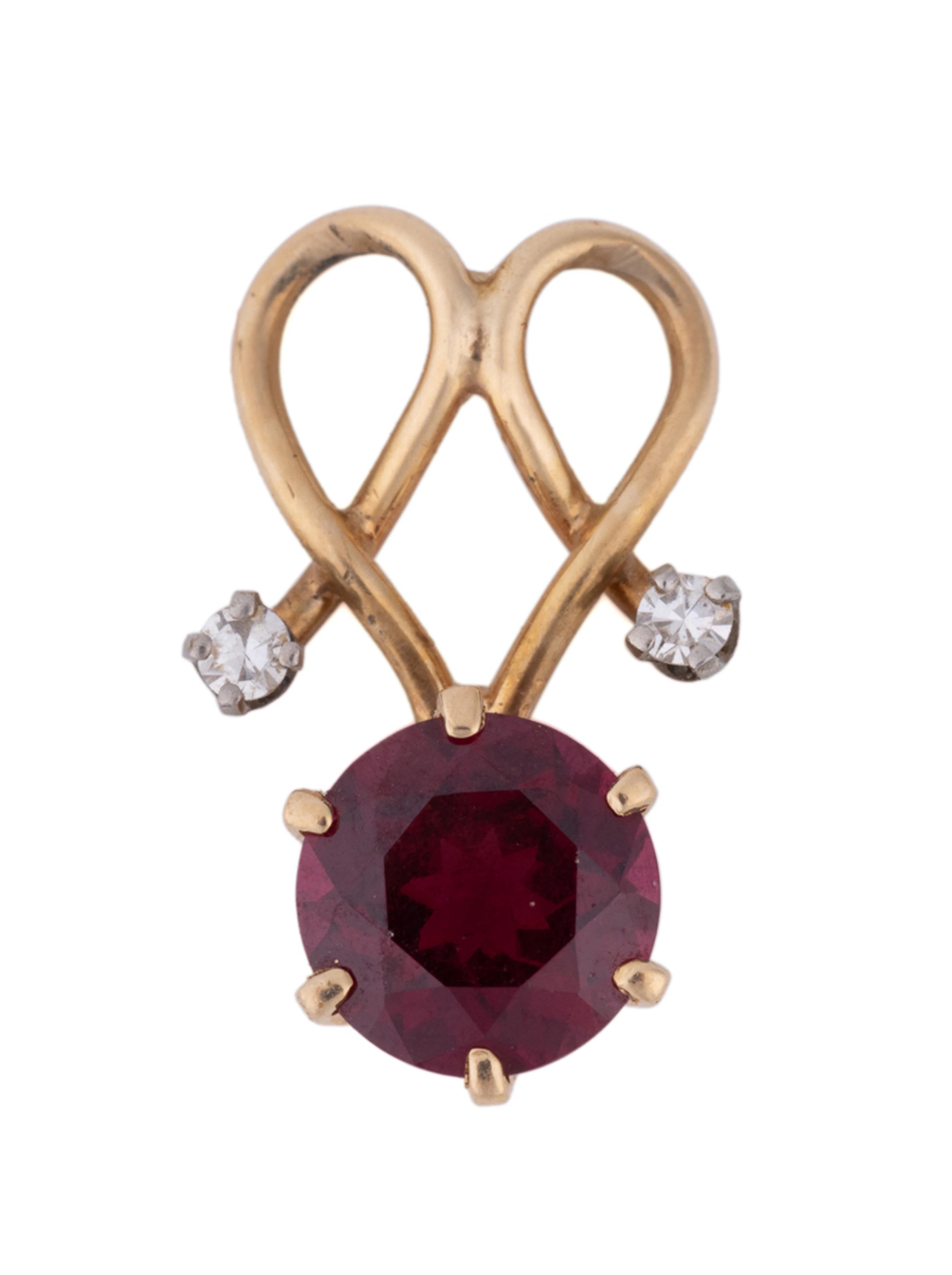 Garnet & Diamond 14K Yellow Gold Pendant