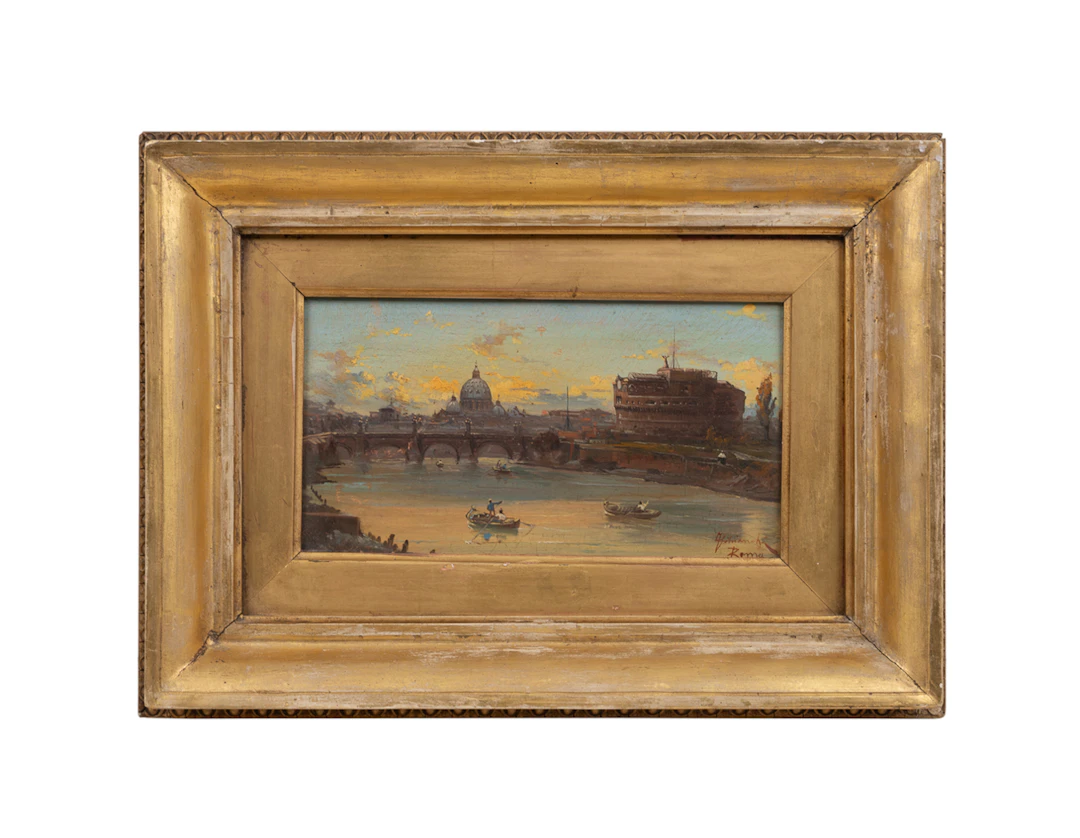 Continental School, "View of Rome", 19th C., O/P