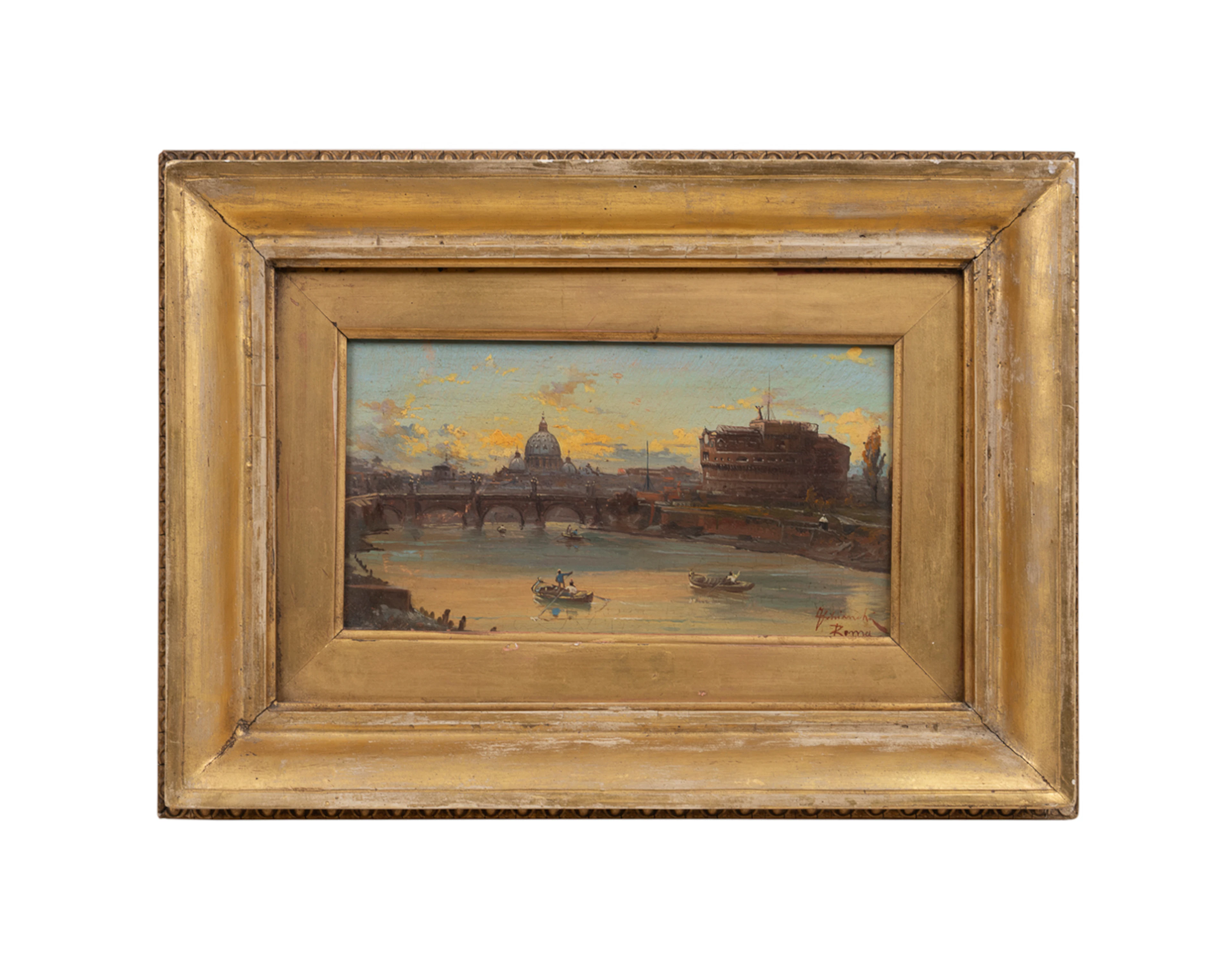 Continental School, "View of Rome", 19th C., O/P
