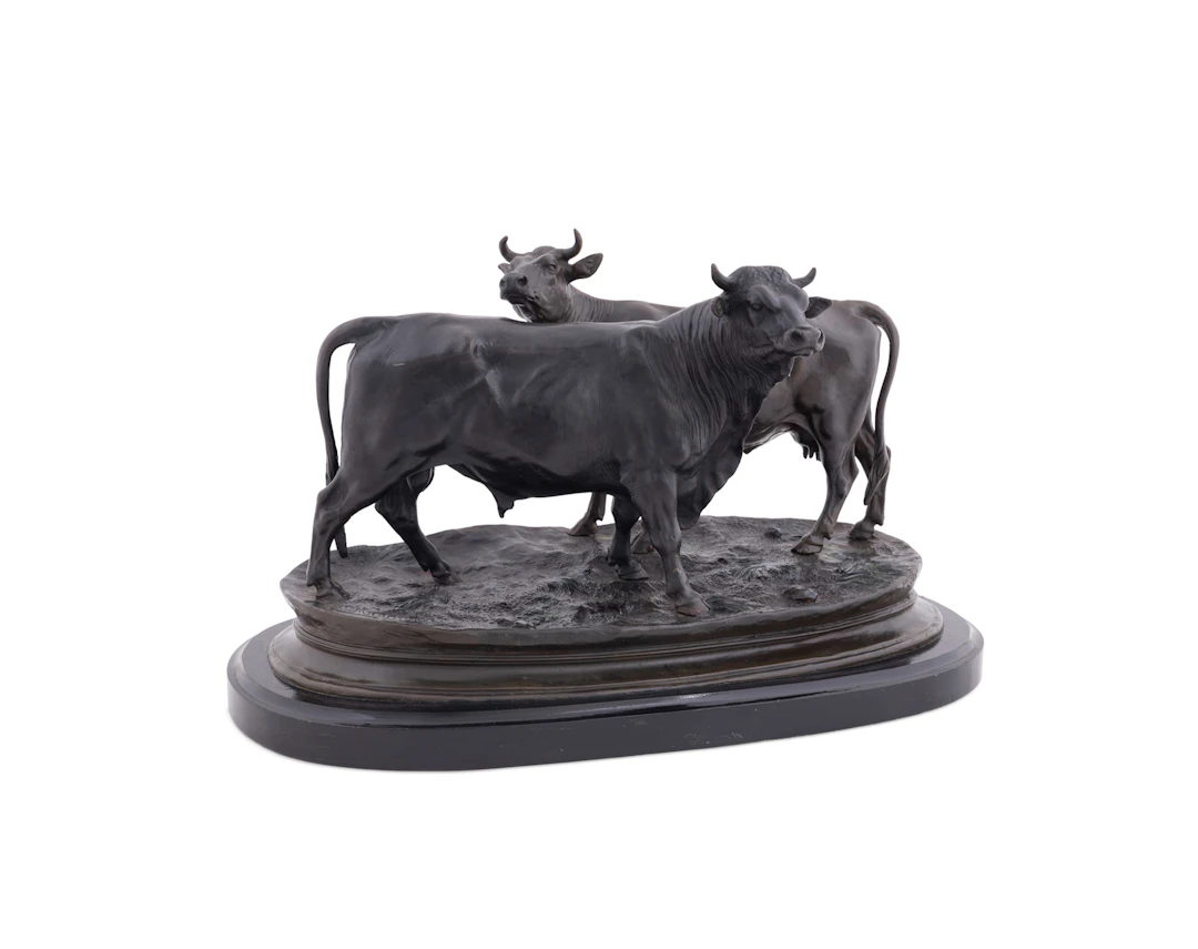 Jules Moigniez (After), "Bull and Cow", Bronze