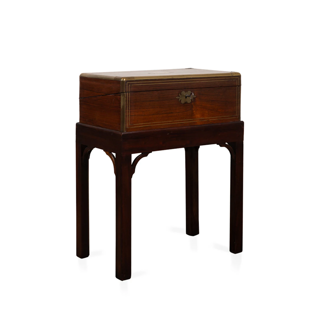 19th C. Campaign Rosewood Writing Slope on Stand