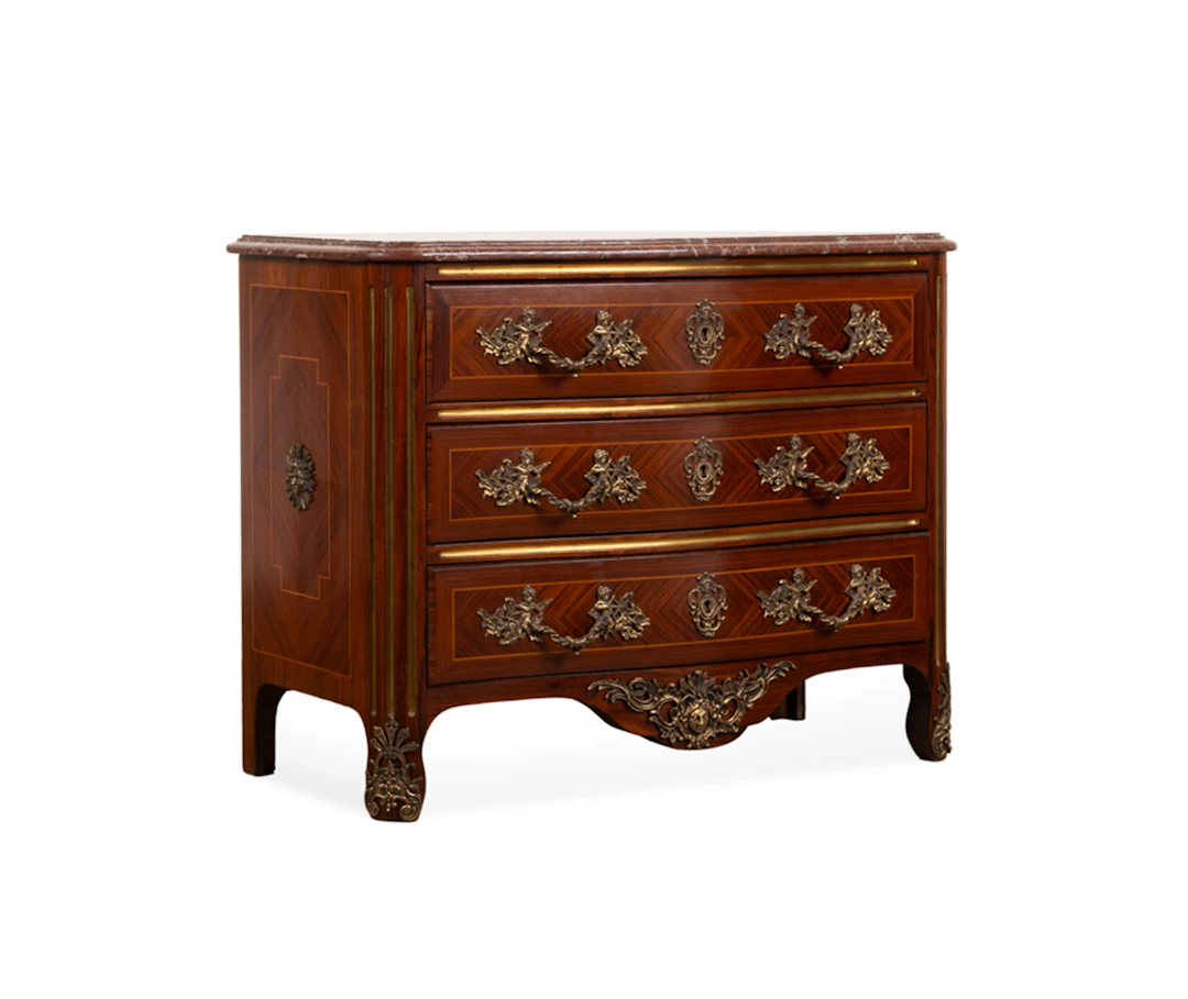 Neoclassical Style Marble Top Rosewood Commode