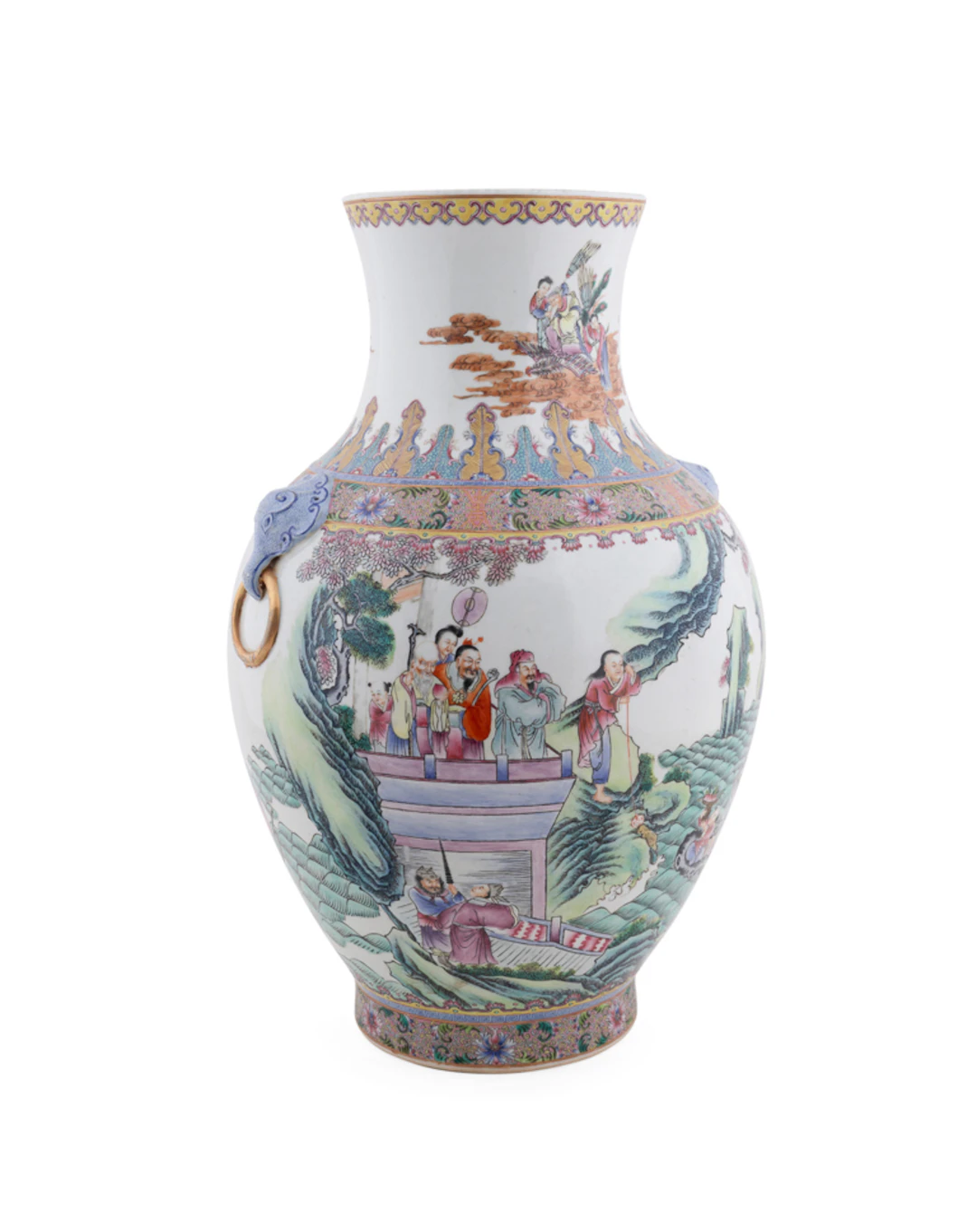 19th C. Qing Dynasty Figural Motif Porcelain Vase